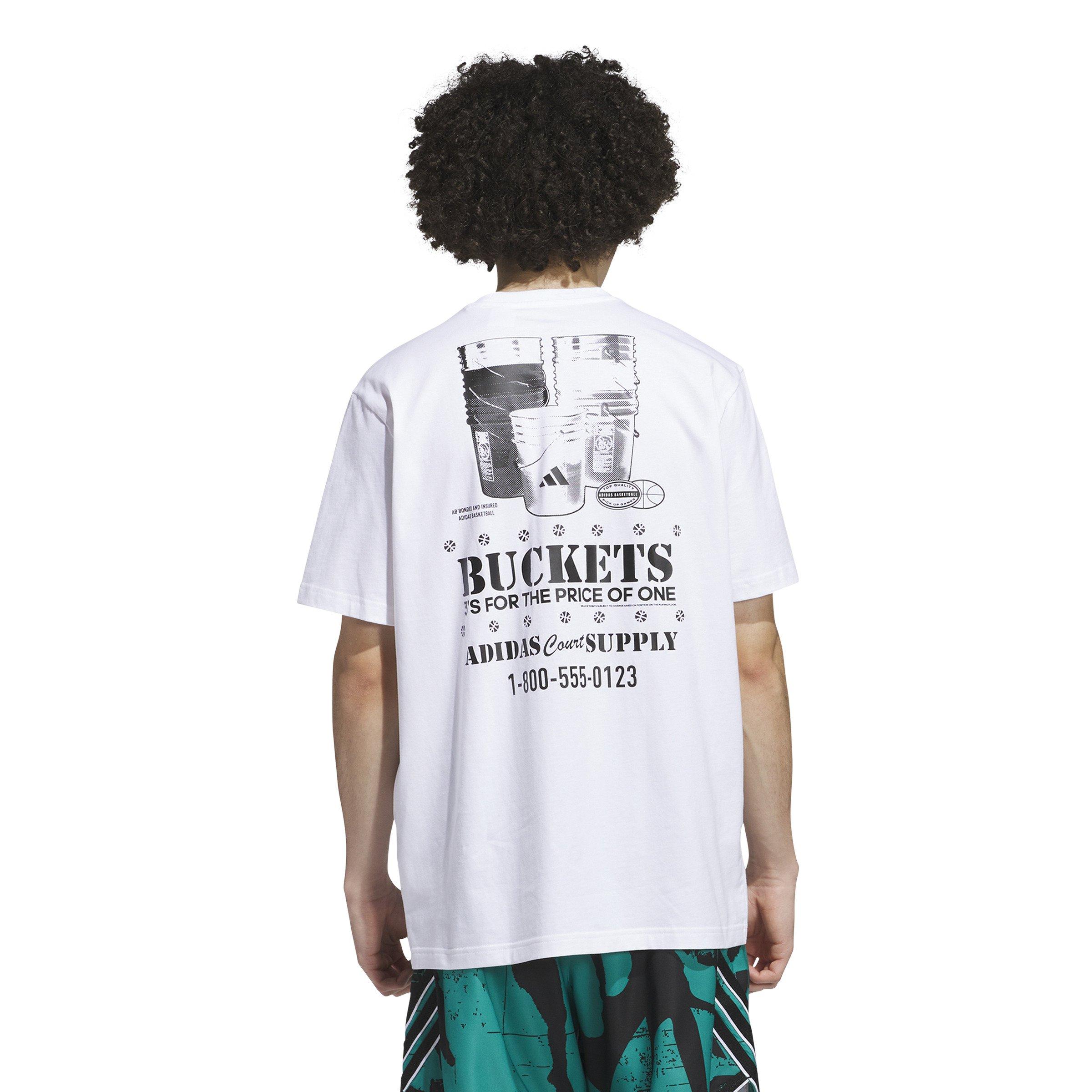 adidas Men's Get Buckets Graphic Tee-White - WHITE Thumbnail View 2