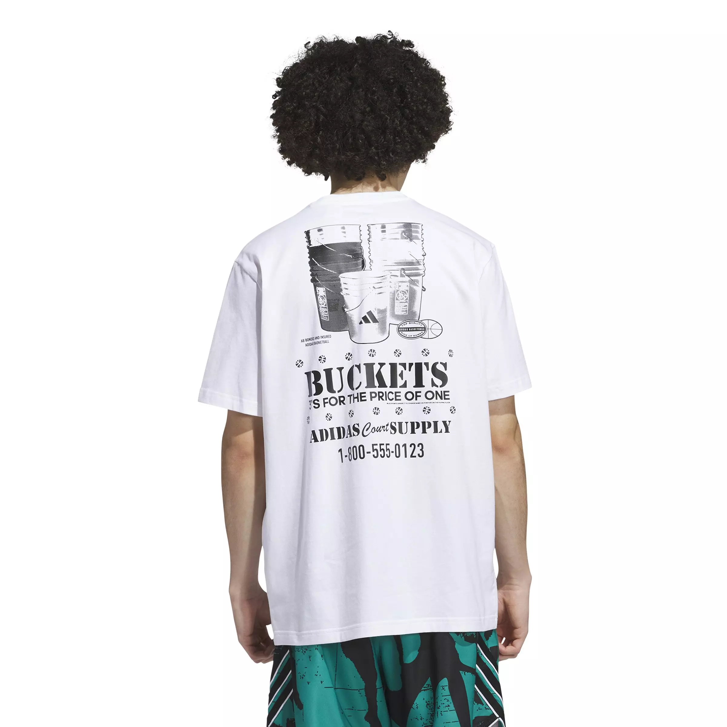 adidas Men's Get Buckets Graphic Tee-White - WHITE