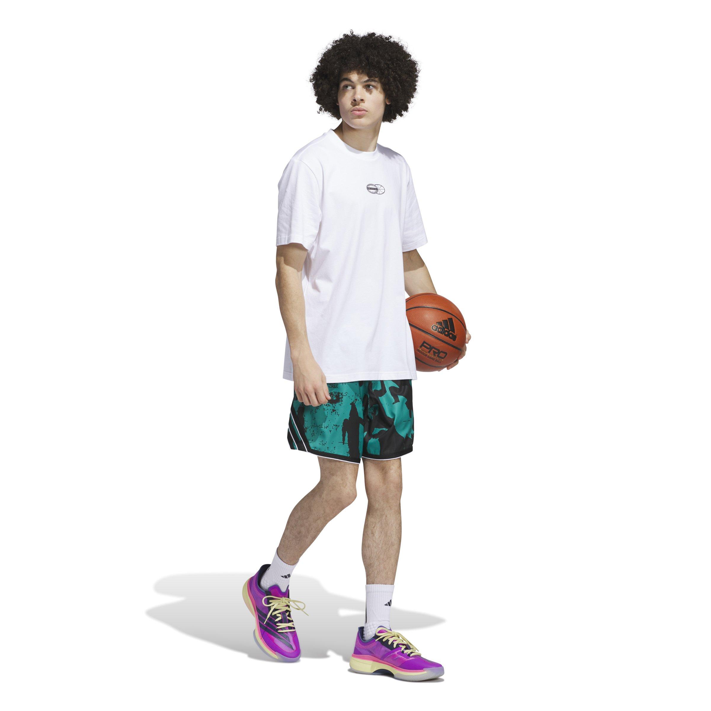 adidas Men's Get Buckets Graphic Tee-White - WHITE Thumbnail View 3