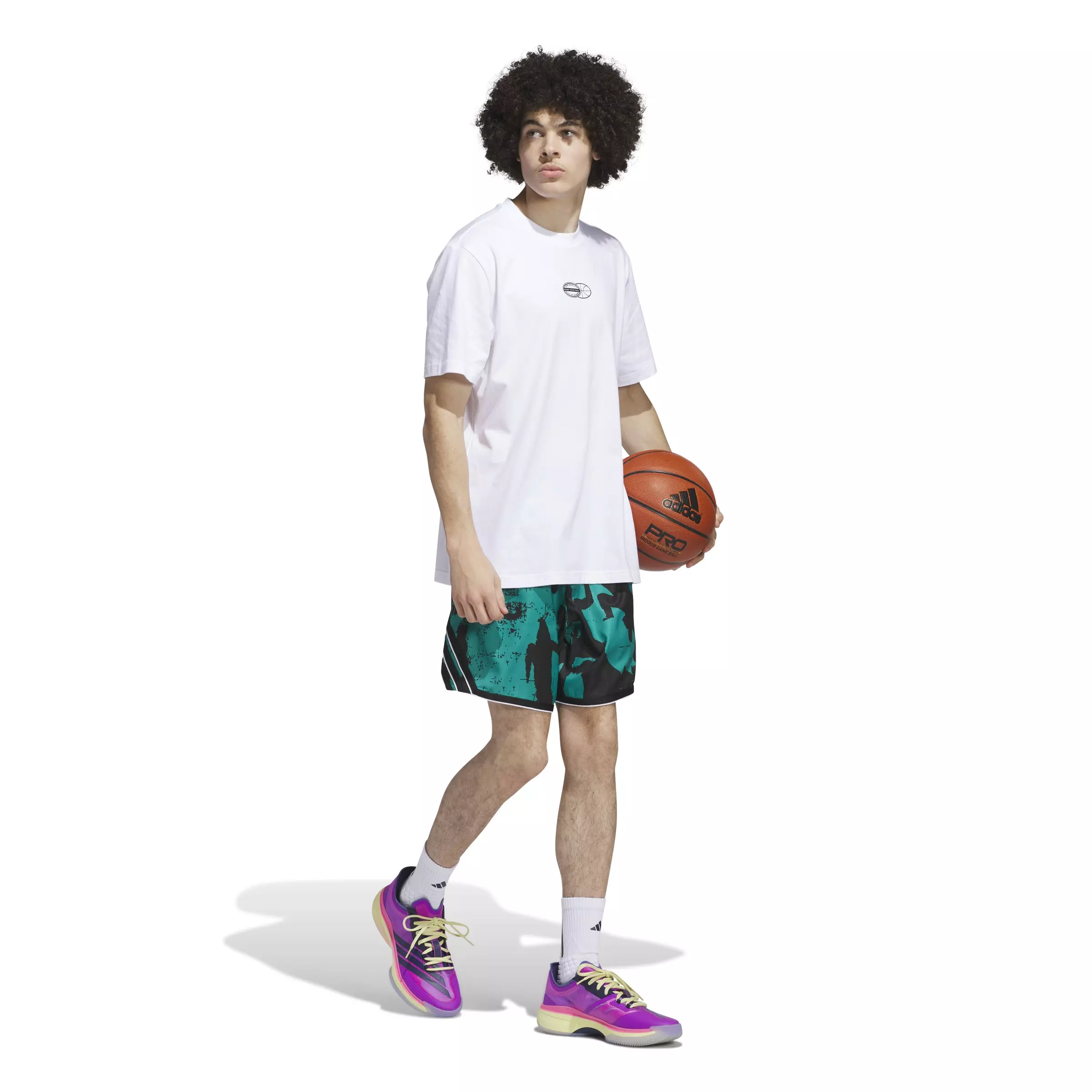 adidas Men's Get Buckets Graphic Tee-White - WHITE
