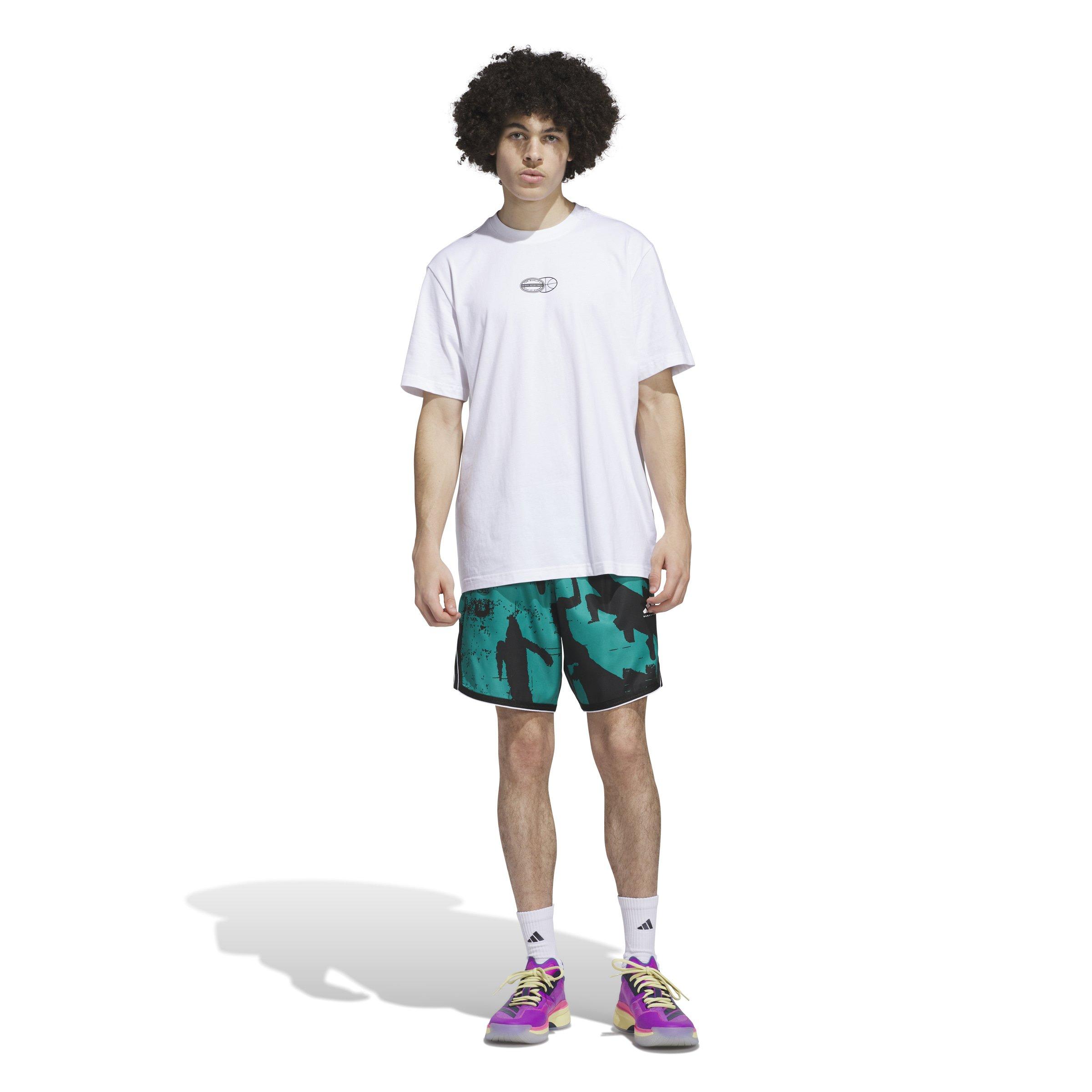 adidas Men's Get Buckets Graphic Tee-White - WHITE Thumbnail View 4