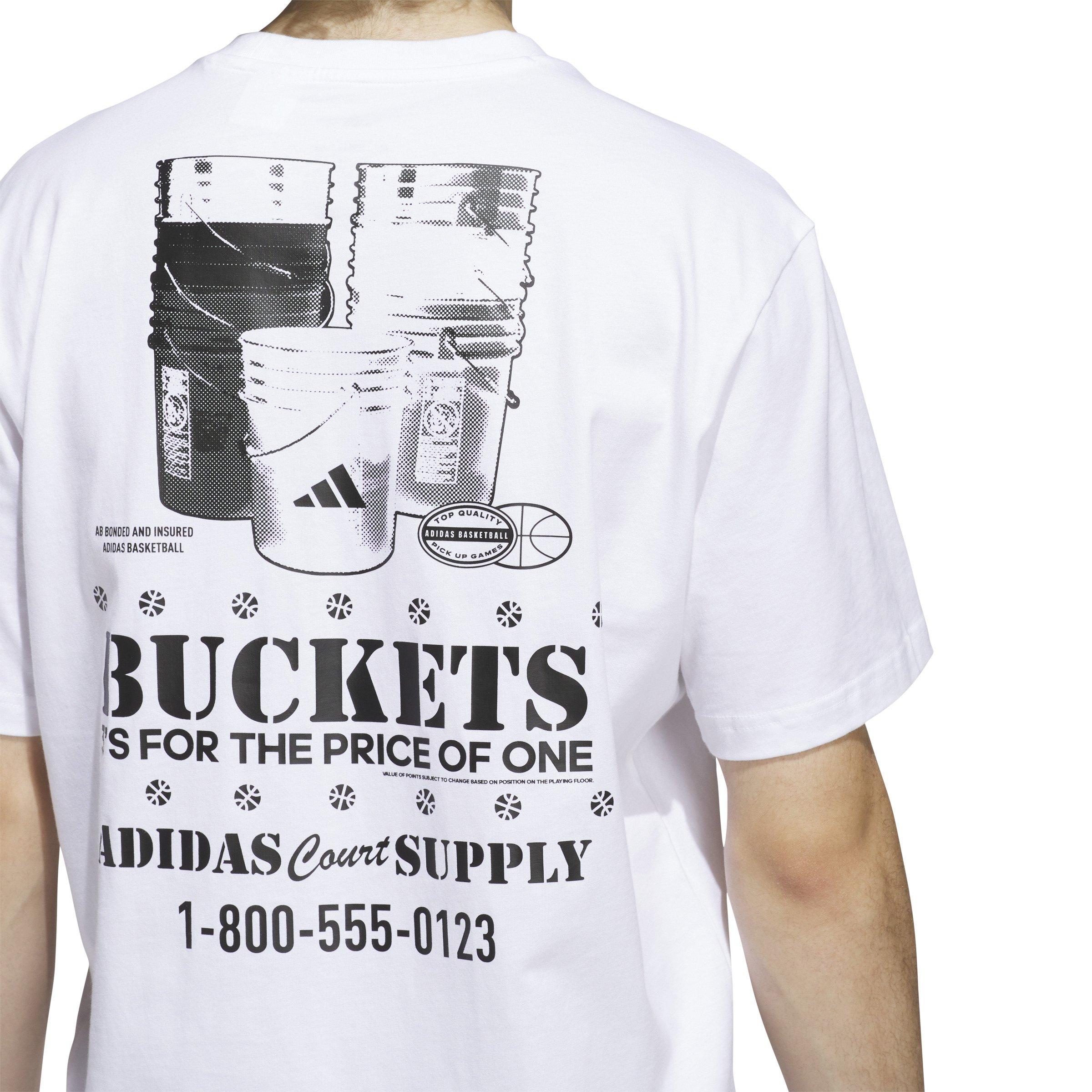 adidas Men's Get Buckets Graphic Tee-White - WHITE Thumbnail View 6