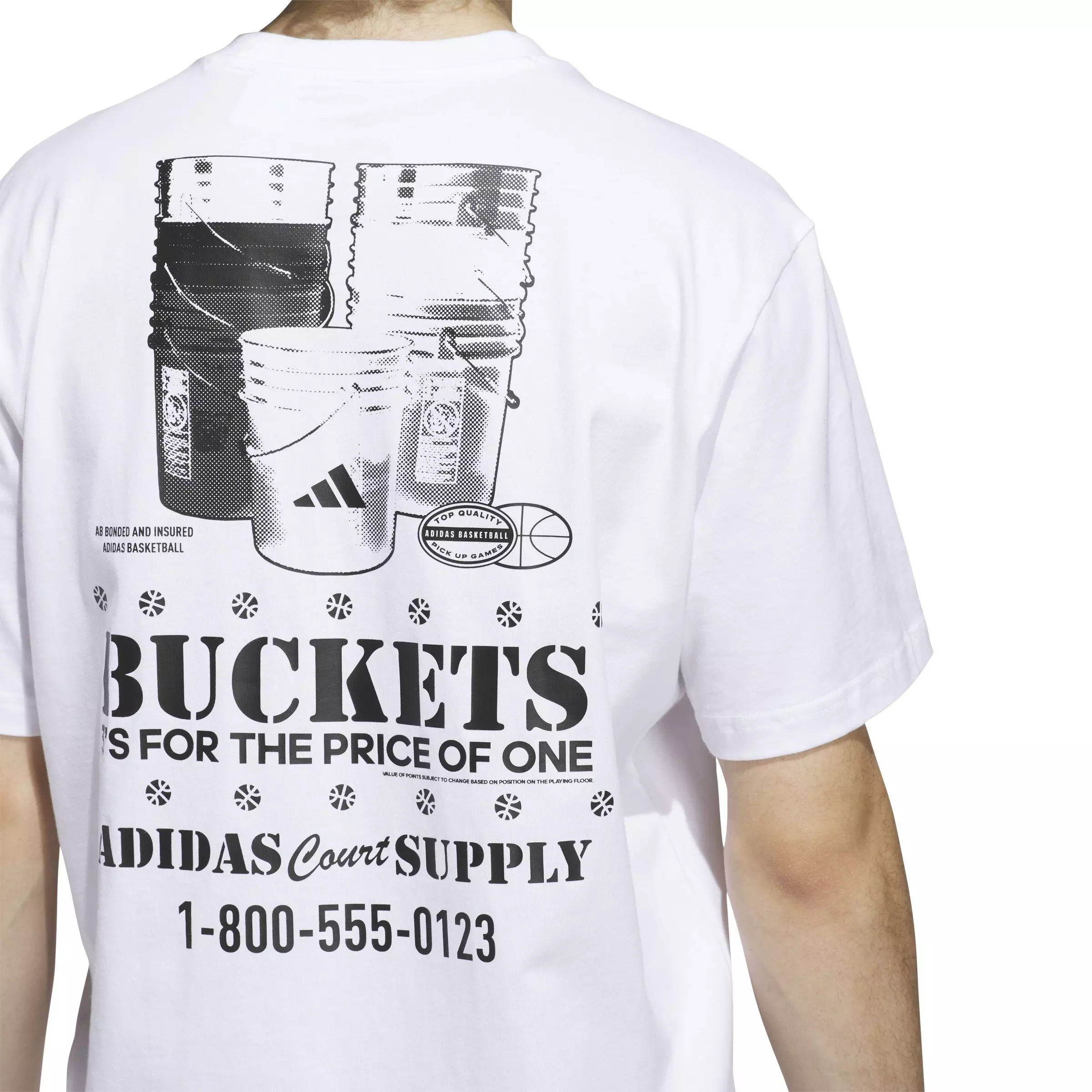 adidas Men's Get Buckets Graphic Tee-White - WHITE