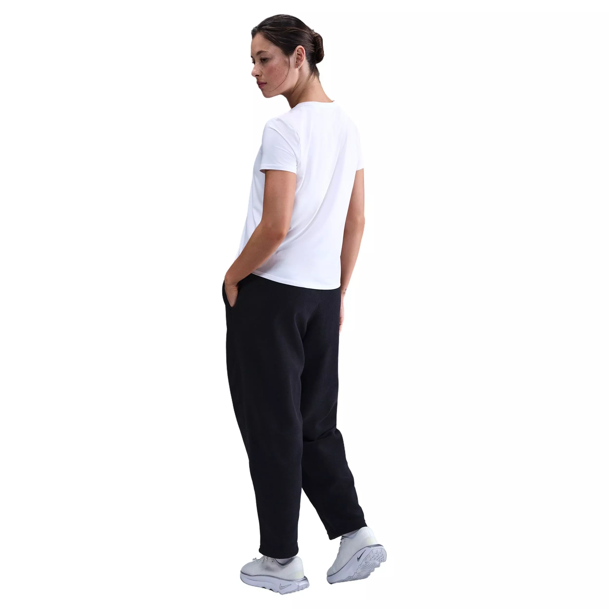 Nike Women's One Therma-FIT Mid-Rise Fleece Pants - Black - BLACK