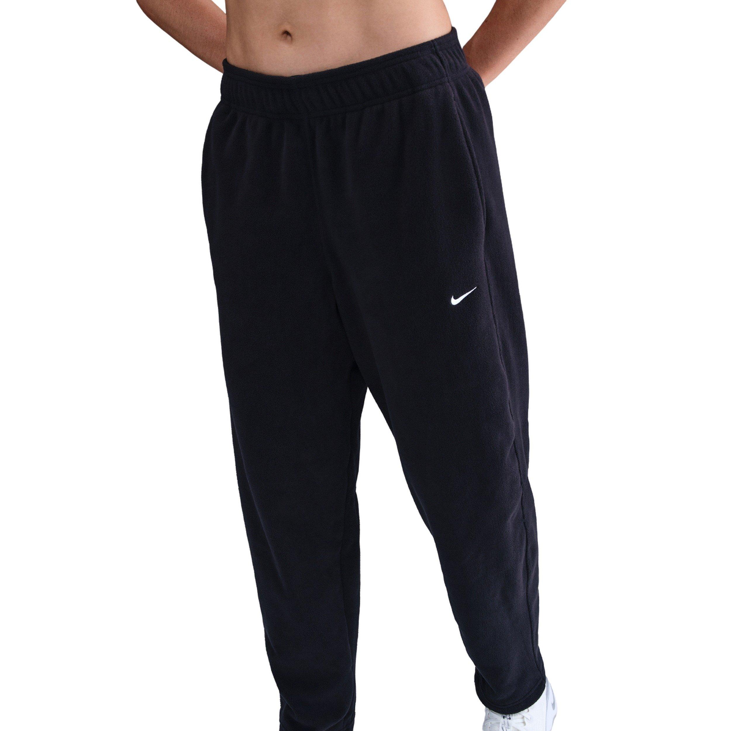 Nike Women's One Therma-FIT Mid-Rise Fleece Pants - Black - BLACK Thumbnail View 3