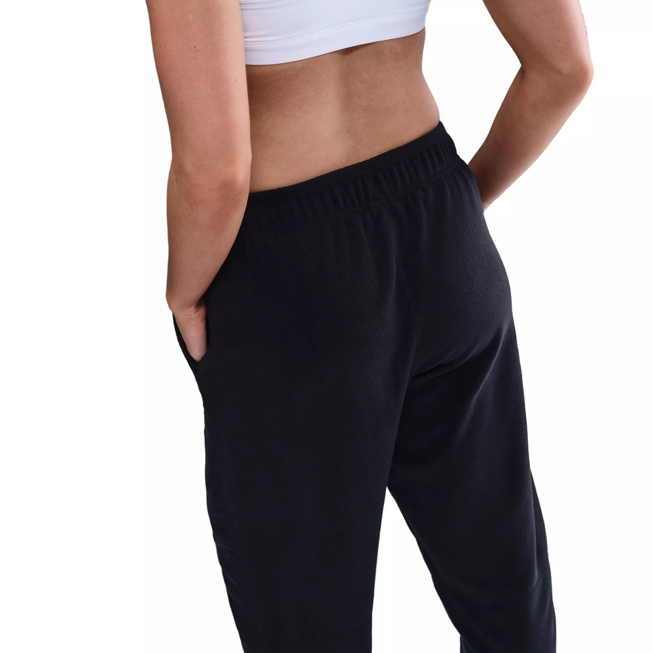 Nike Women's One Therma-FIT Mid-Rise Fleece Pants - Black - BLACK