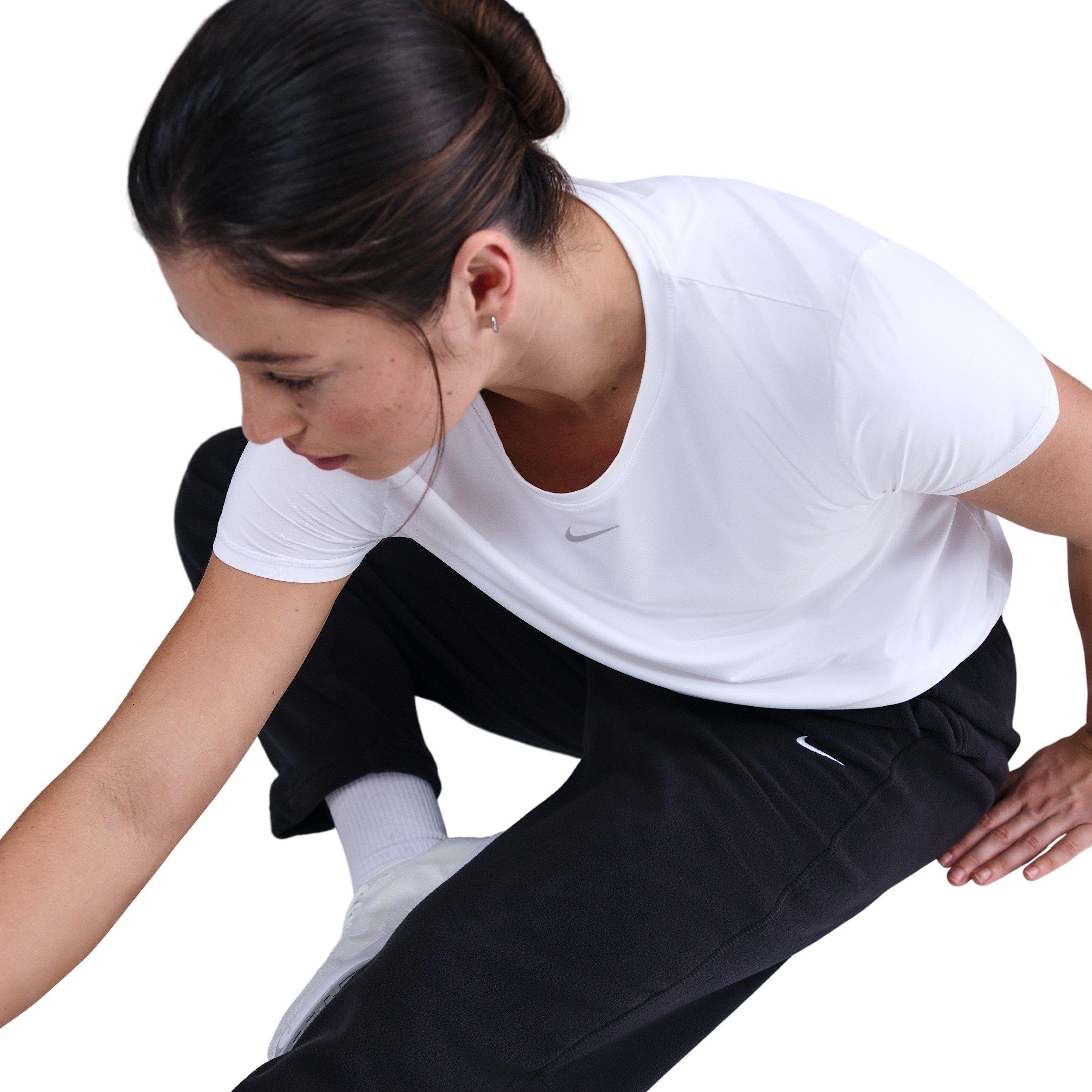 Nike Women's One Therma-FIT Mid-Rise Fleece Pants - Black - BLACK Thumbnail View 5