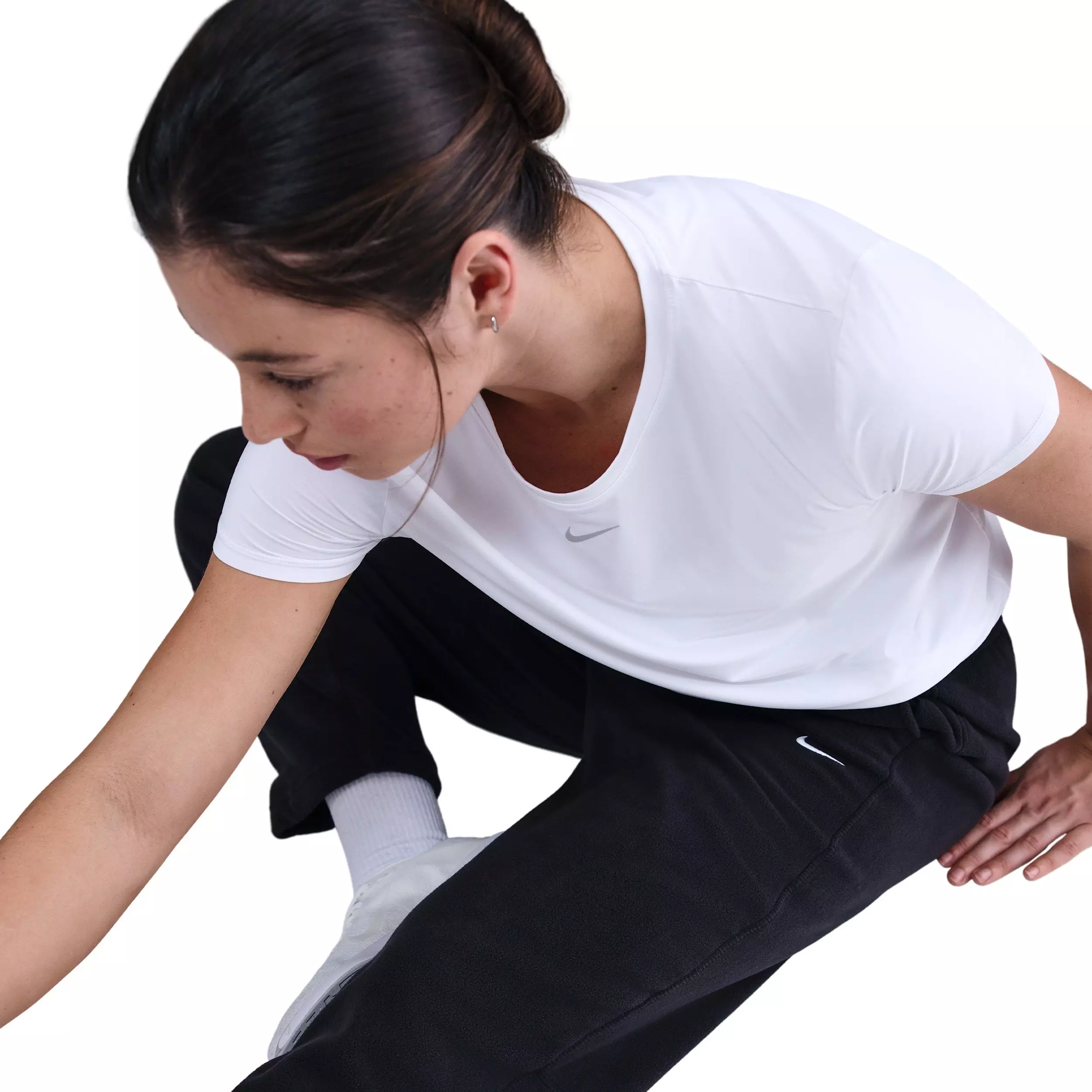 Nike Women's One Therma-FIT Mid-Rise Fleece Pants - Black - BLACK