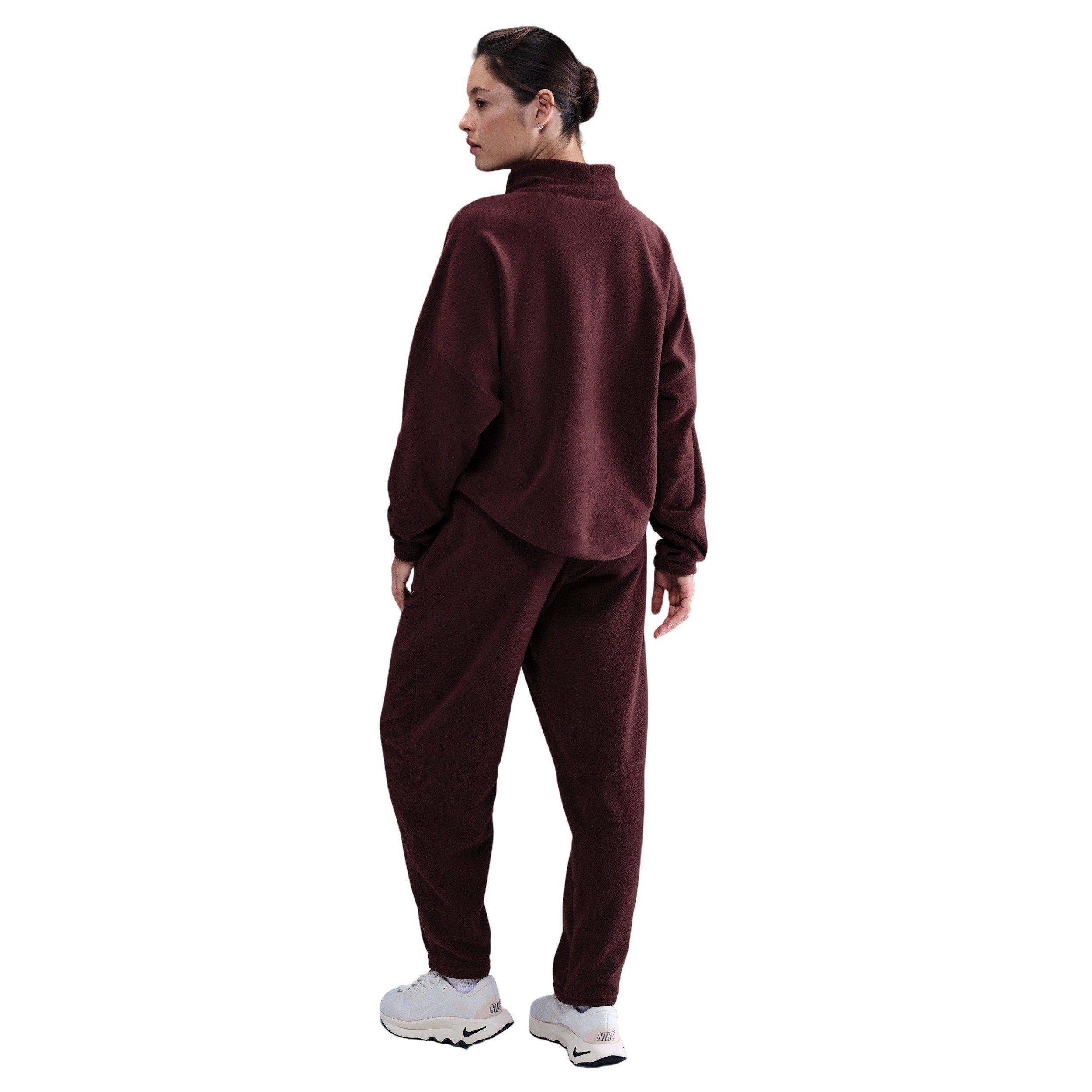 Nike Women's One Therma-FIT Mid-Rise Fleece Pants - Red - RED Thumbnail View 2