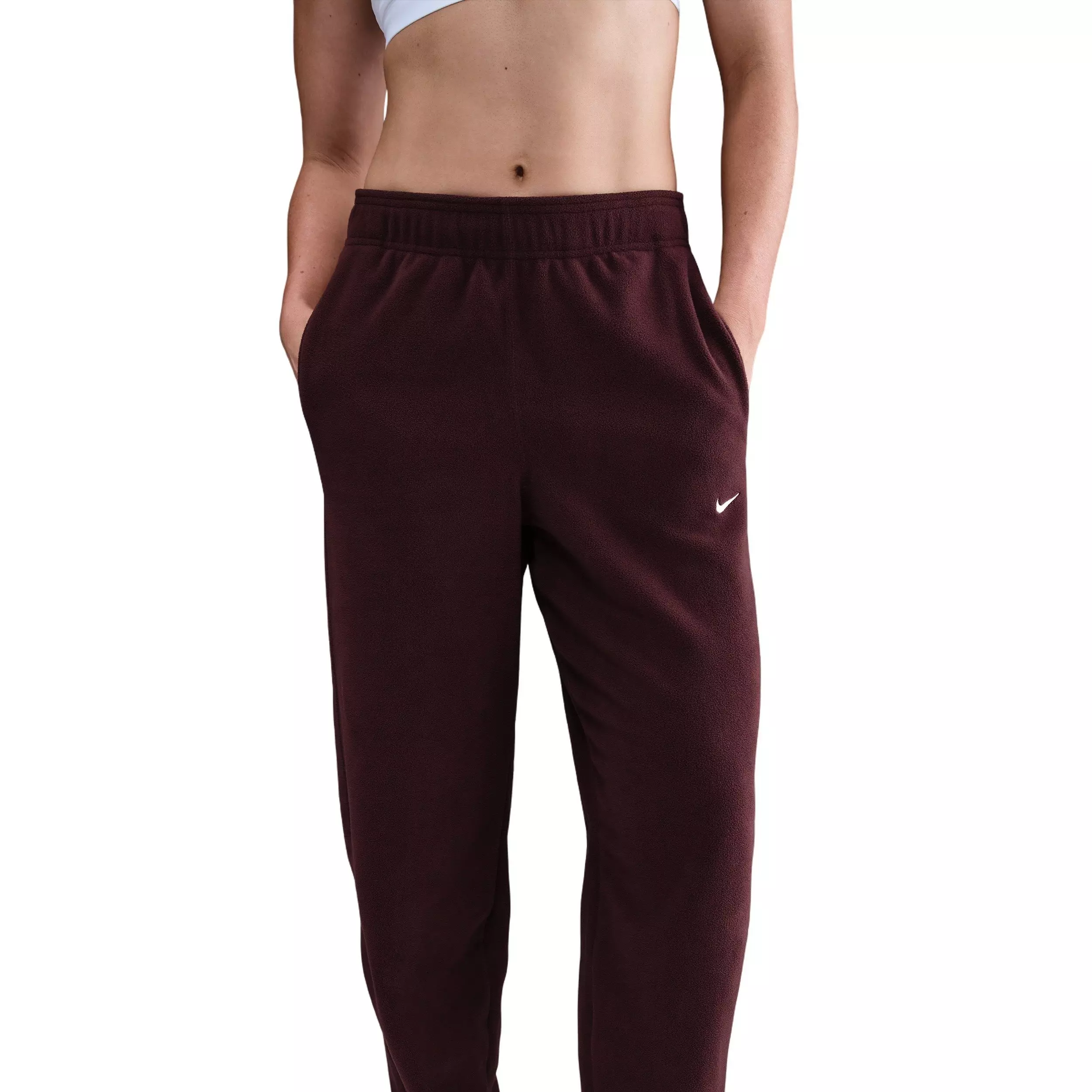 Nike Women's One Therma-FIT Mid-Rise Fleece Pants - Red - RED
