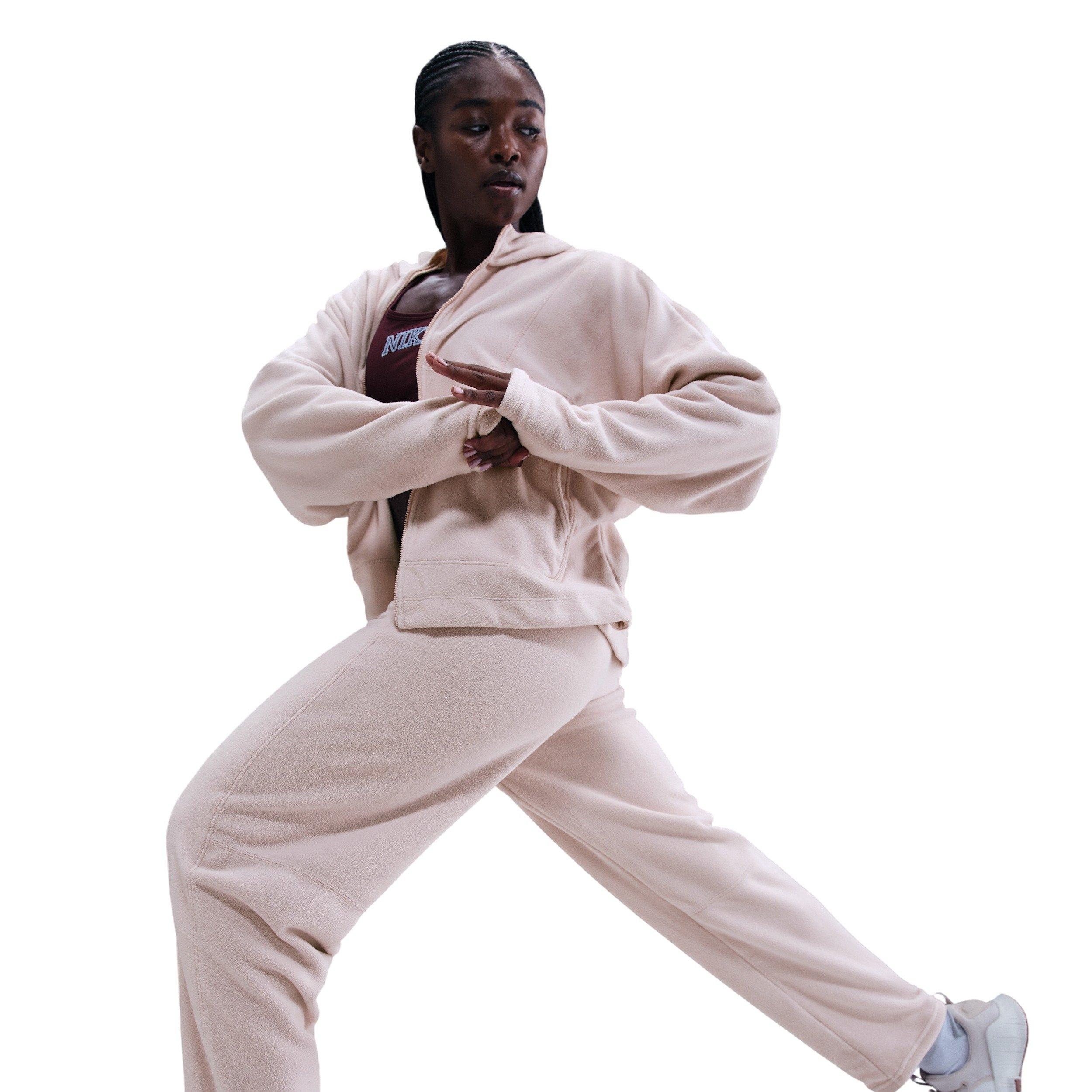 Nike Women's One Therma-FIT Mid-Rise Fleece Pants - Pink - PINK Thumbnail View 5