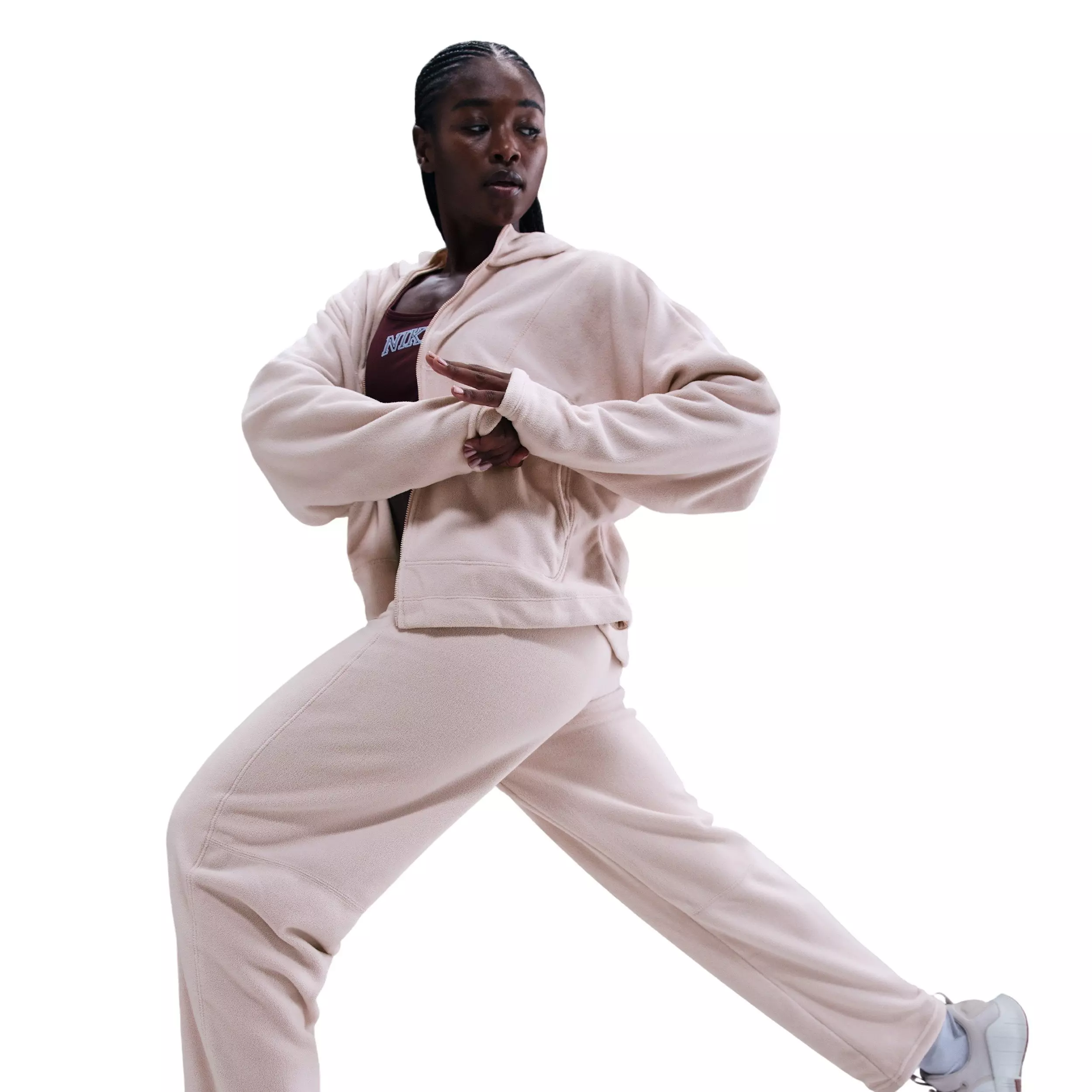 Nike Women's One Therma-FIT Mid-Rise Fleece Pants - Pink - PINK