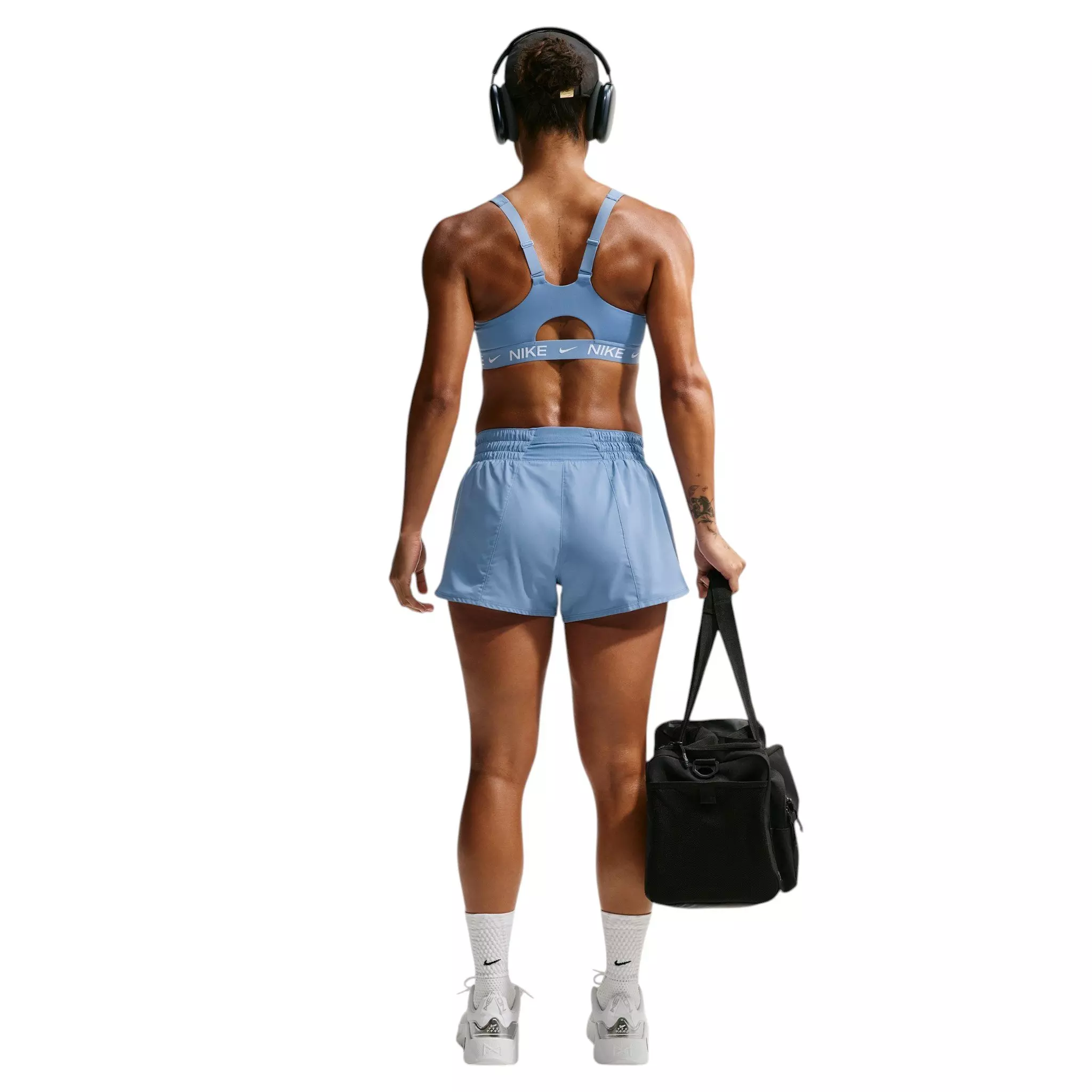 Nike Women's Indy High-Support Padded Front-Zip Sports Bra - Blue/White - BLUE/WHITE