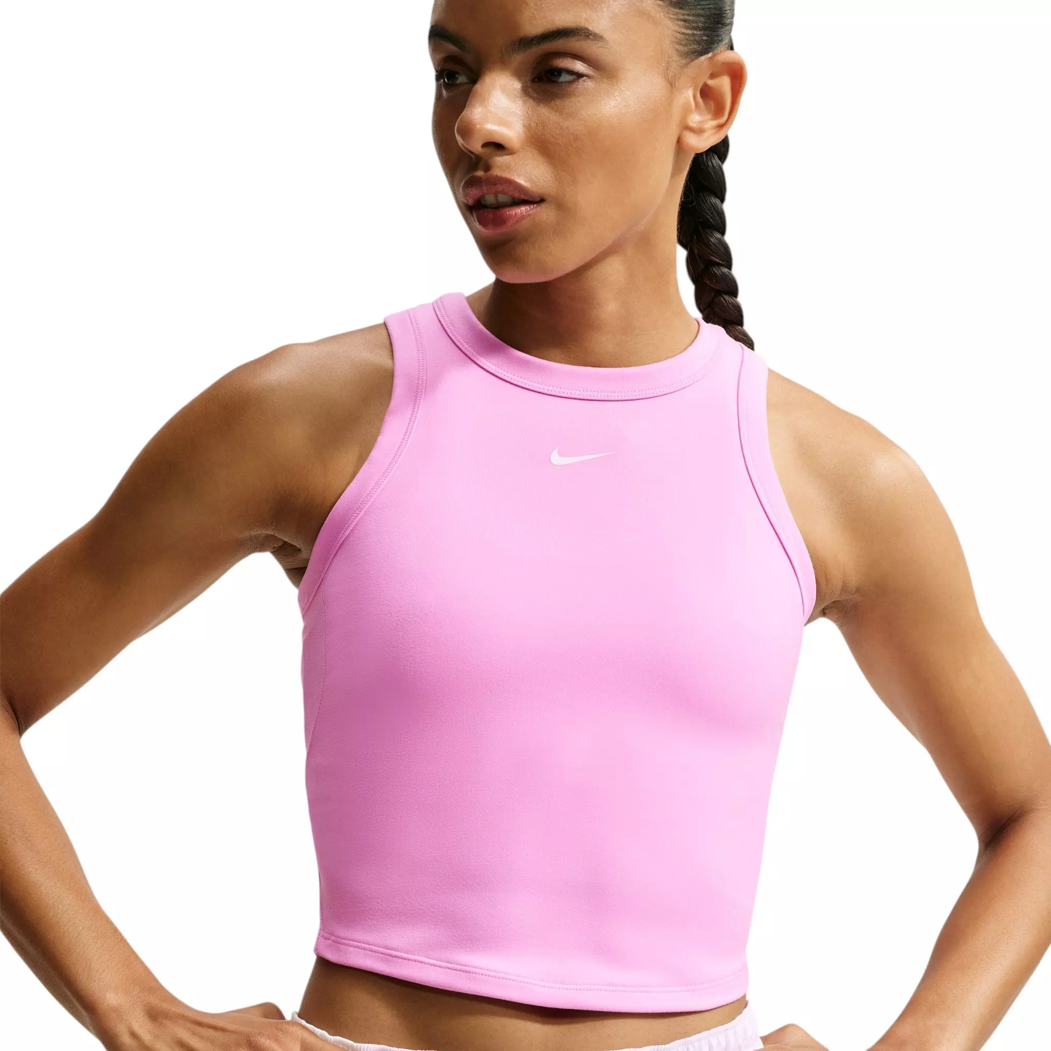 Nike Women's One Fitted Dri-FIT Cropped Tank Top - Pink - PINK