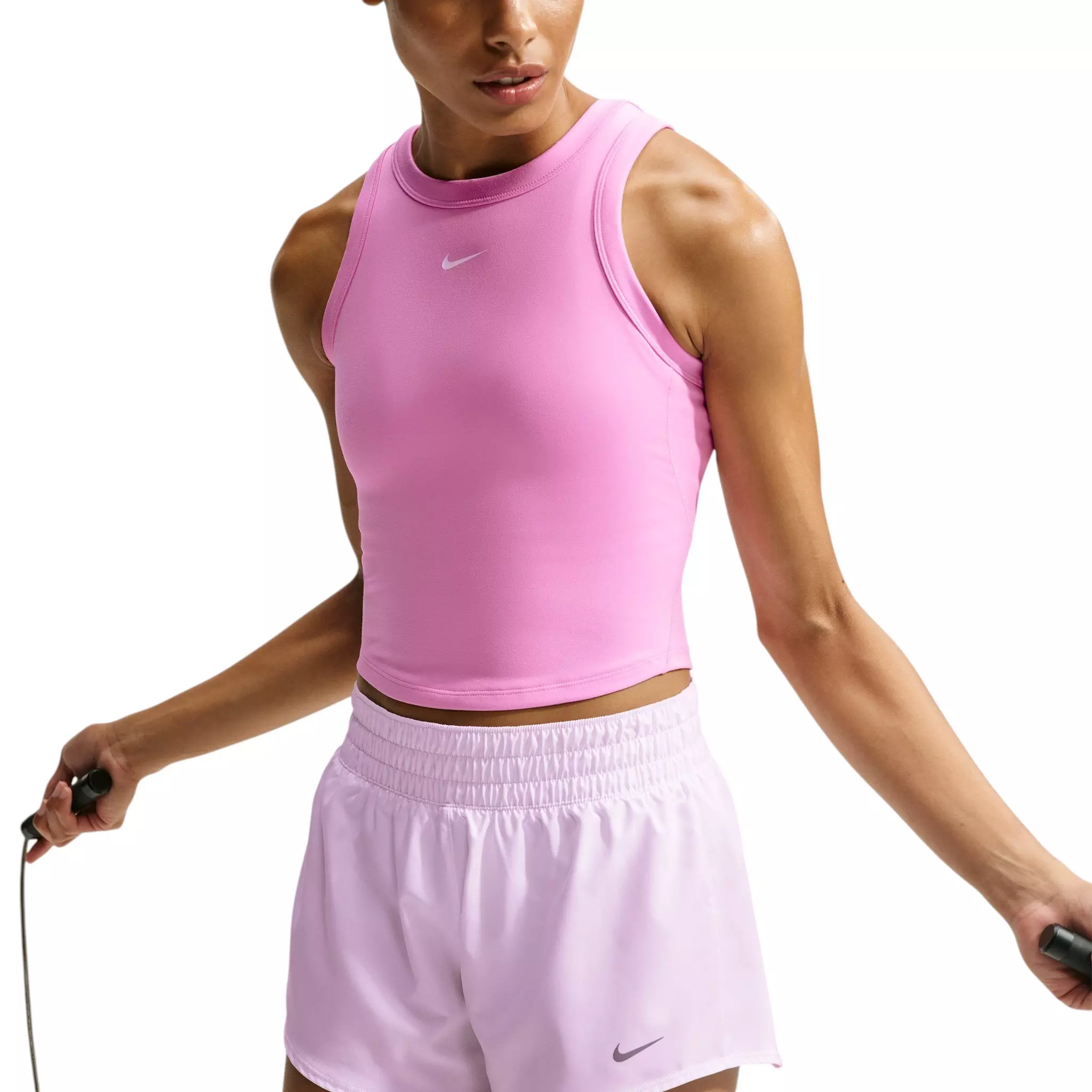 Nike Women's One Fitted Dri-FIT Cropped Tank Top - Pink - PINK