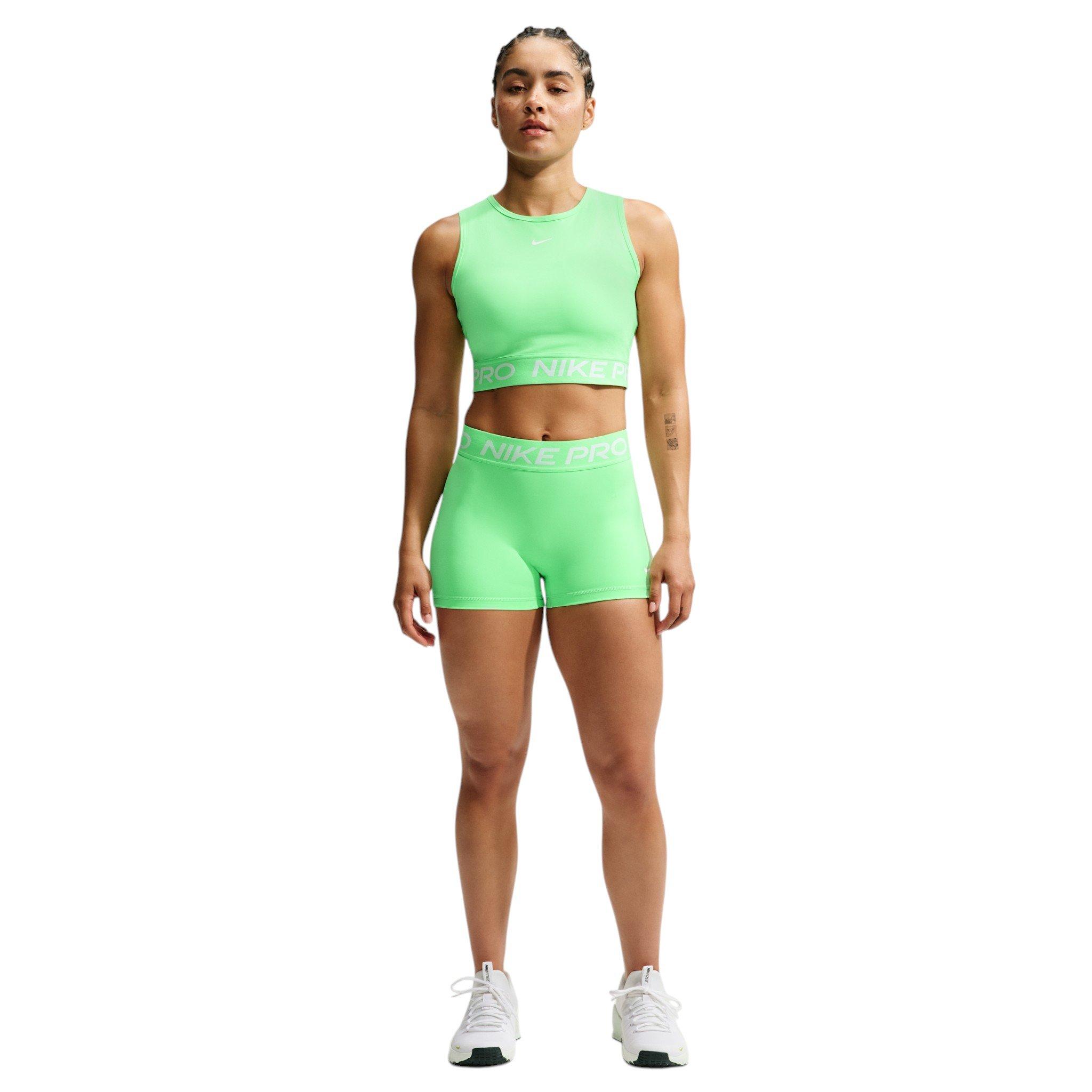 Nike Women's Pro Dri-FIT Cropped Tank Top - Green/White - GREEN/WHITE