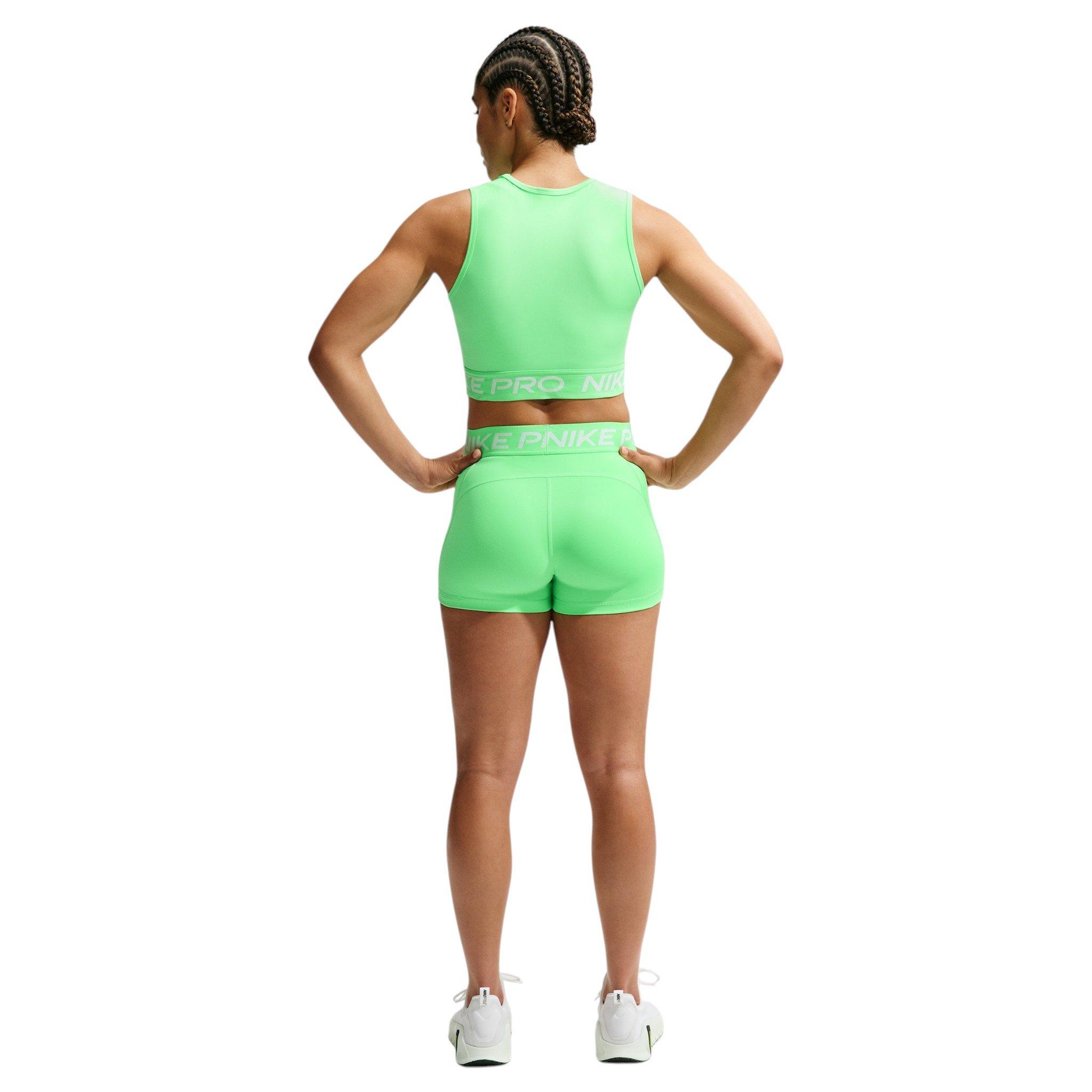 Nike Women's Pro Dri-FIT Cropped Tank Top - Green/White - GREEN/WHITE