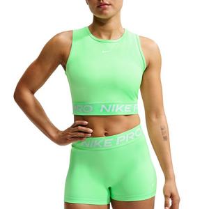 Nike Women's Pro Dri-FIT Cropped Tank Top - Green/White - GREEN/WHITE