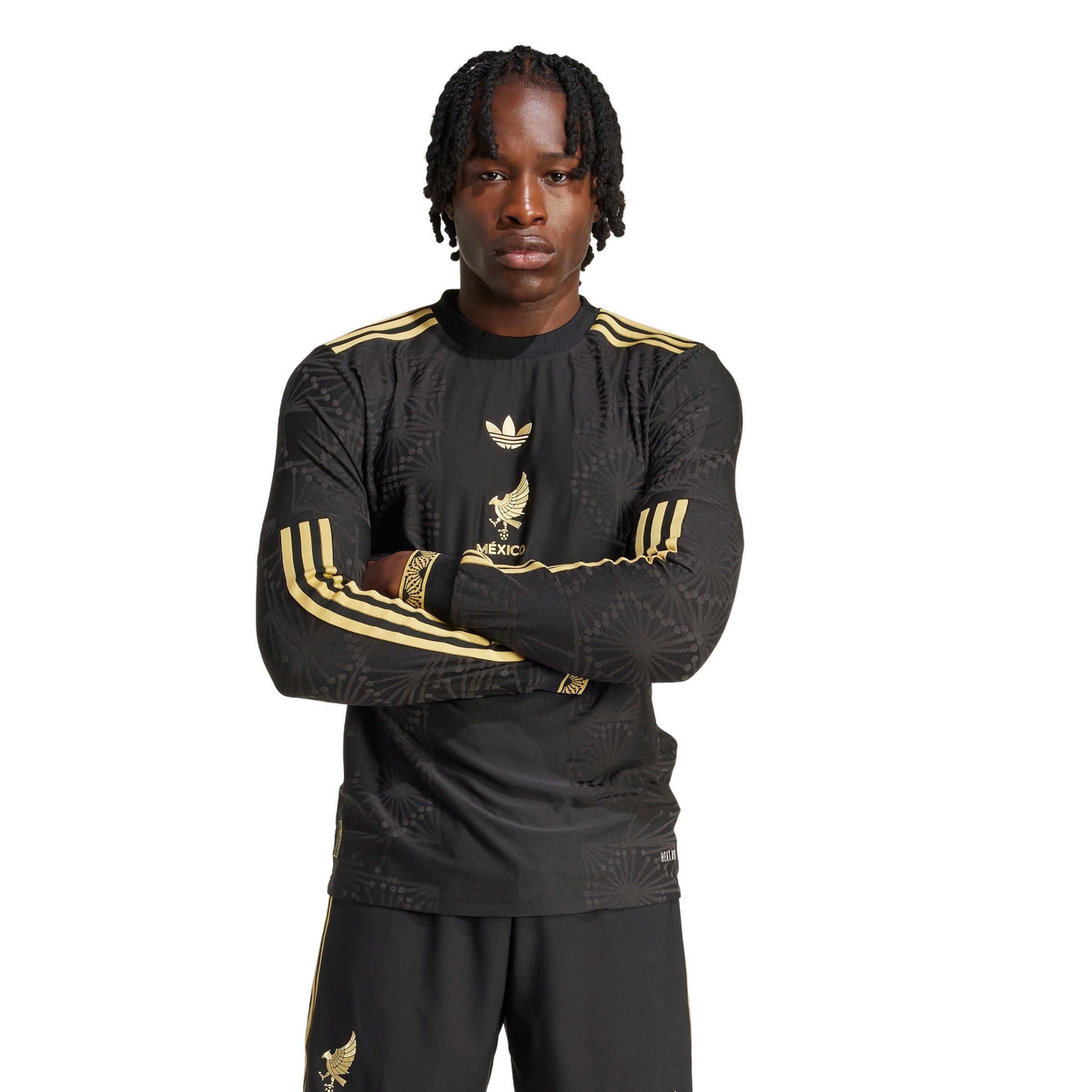 adidas Originals Men's ​Mexico 2025 Gold Long Sleeve Jersey -Black