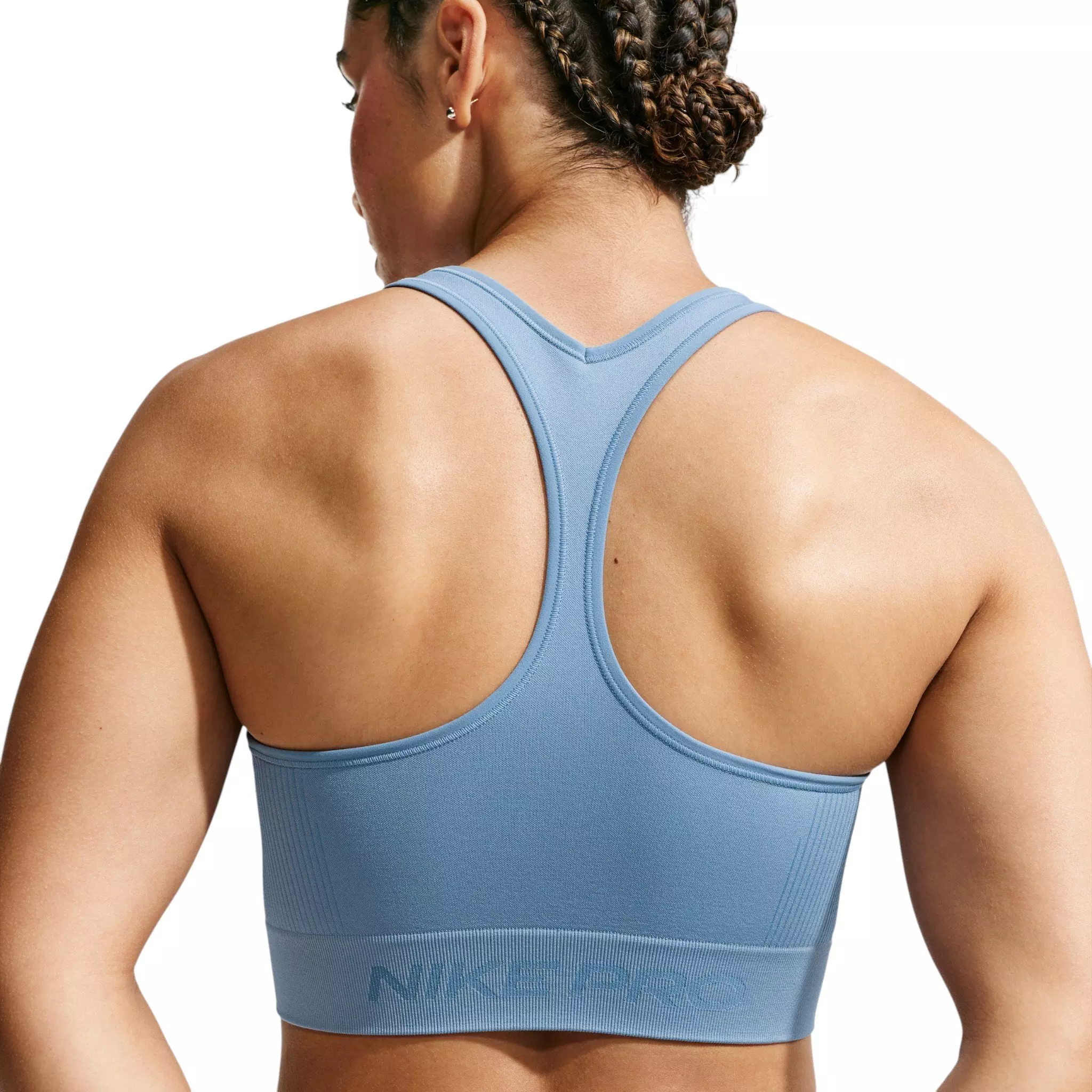 Nike Women's Pro Seamless Dri-FIT Cropped Tank Top - Blue - BLUE