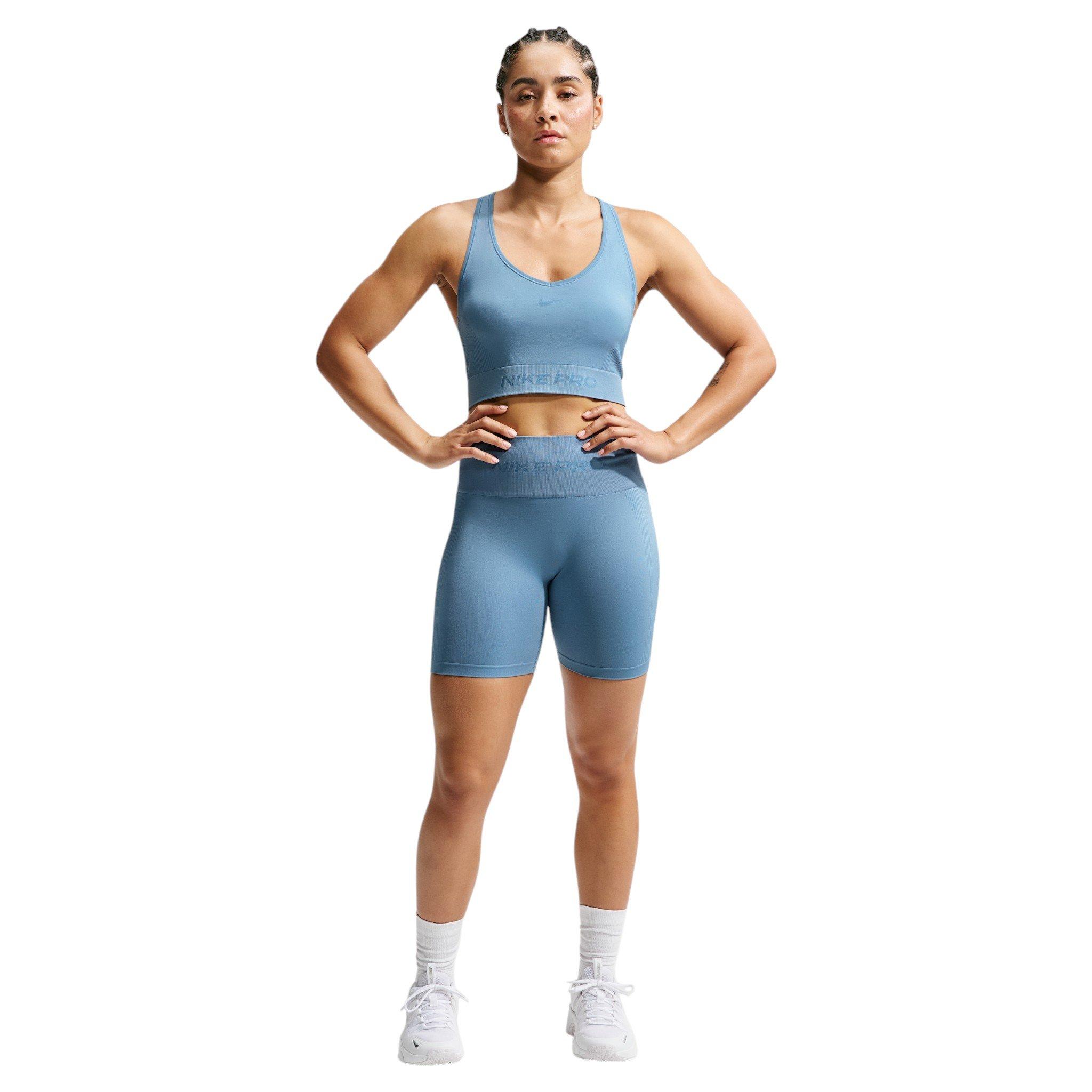 Nike Women's Pro Seamless Dri-FIT Cropped Tank Top - Blue - BLUE