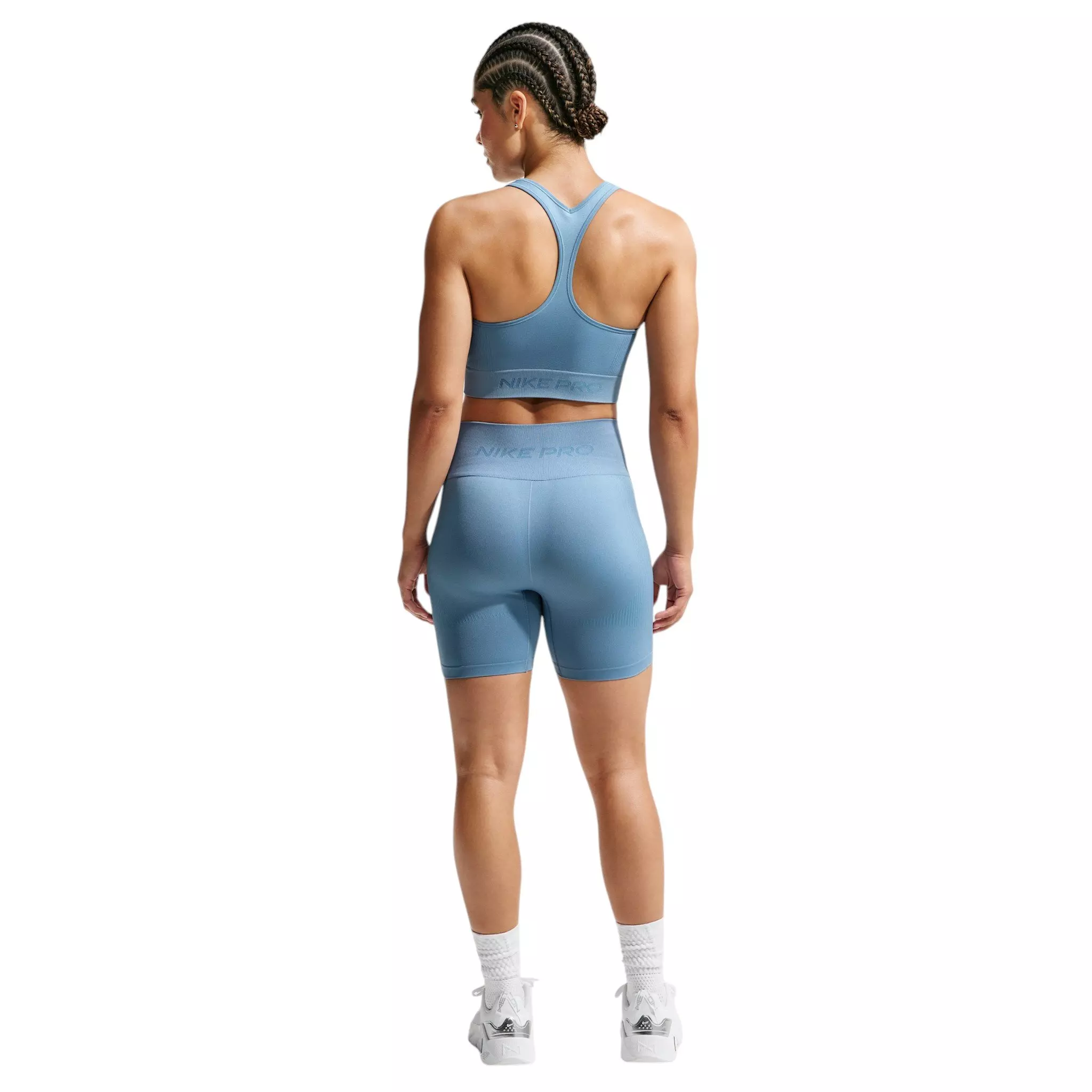 Nike Women's Pro Seamless Dri-FIT Cropped Tank Top - Blue - BLUE