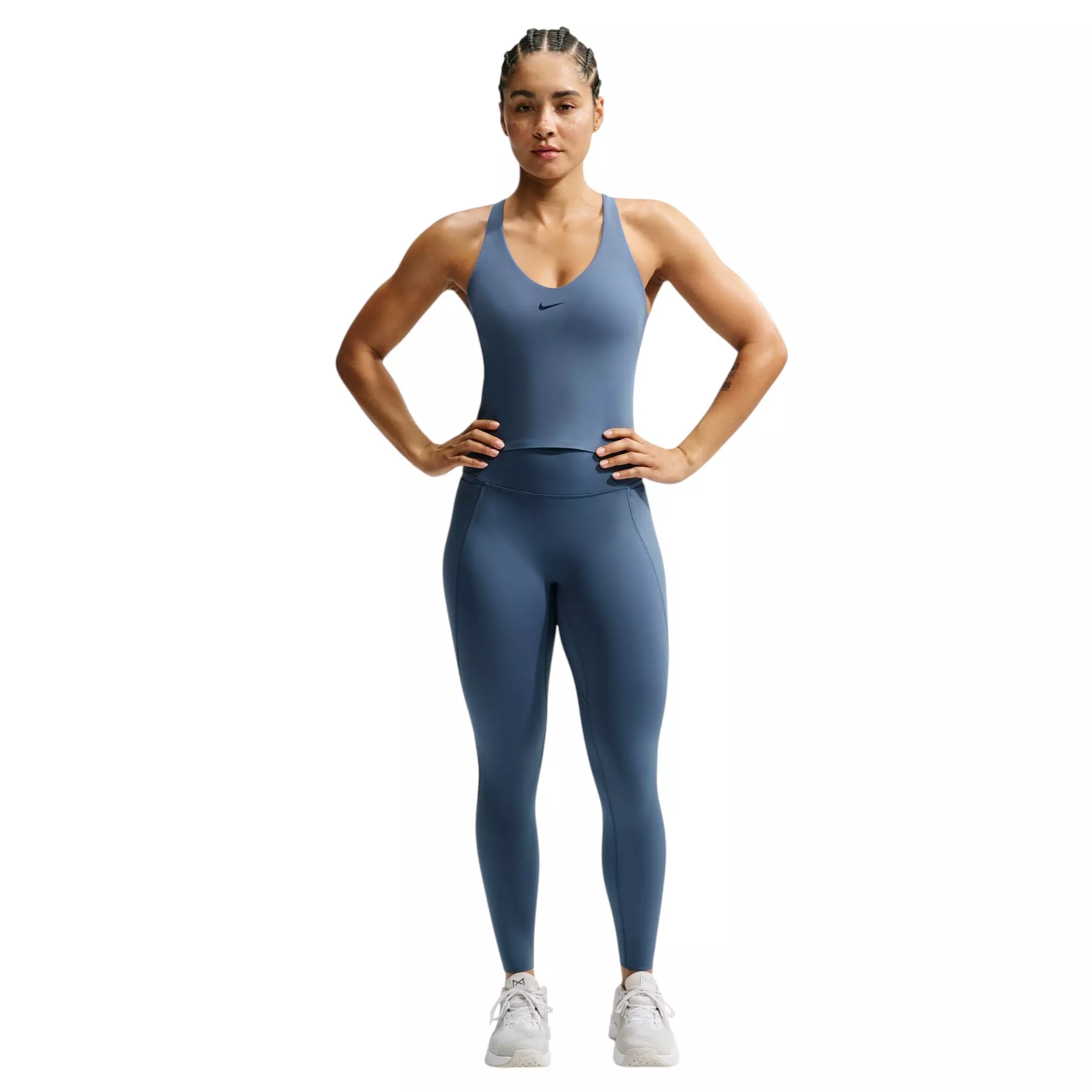 Nike Women's Universa Med-Support Padded Sports Bra Tank - Slate Navy - SLATE NAVY