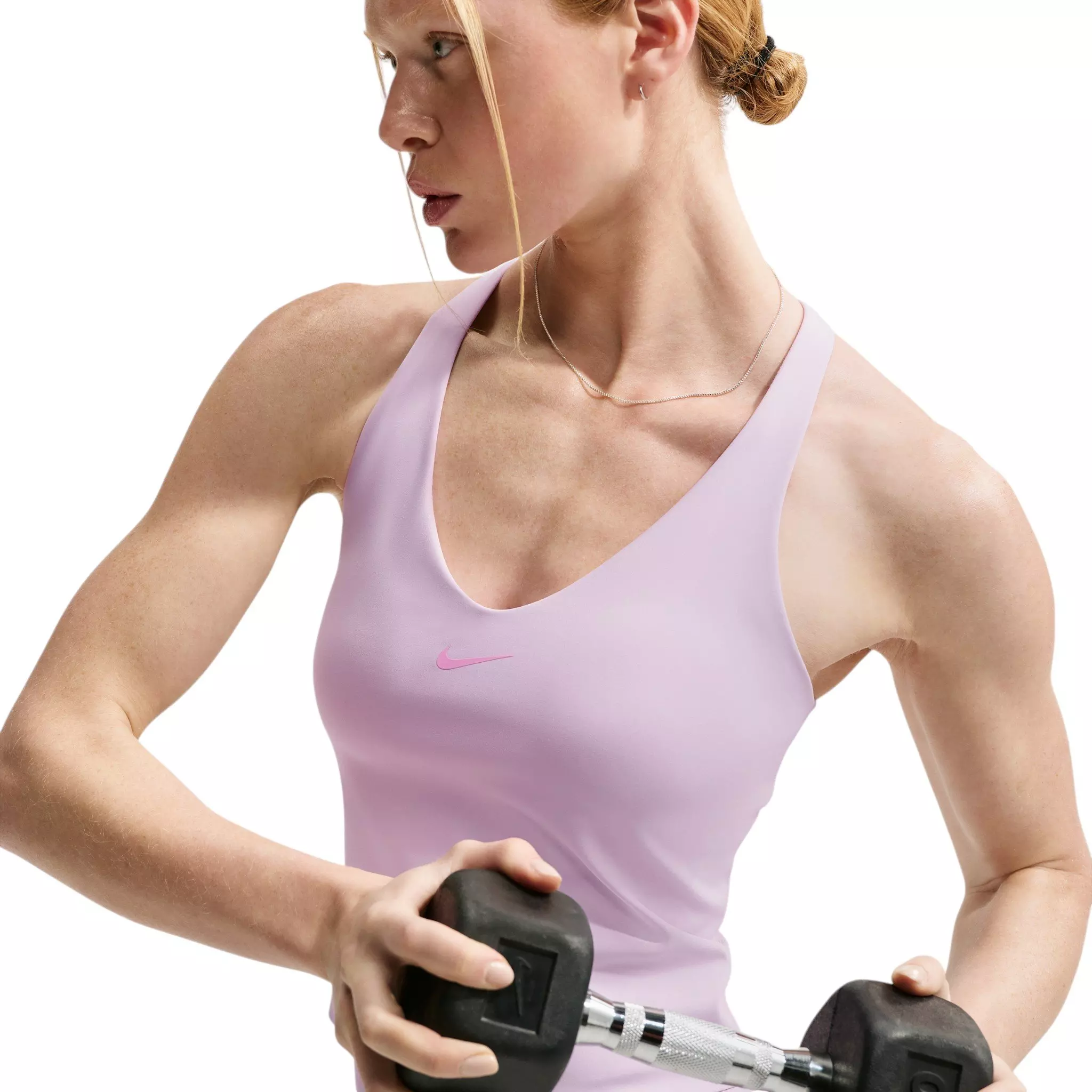Nike Women's Universa Med-Support Padded Sports Bra Tank - Bleached Lilac - BLEACHED LILAC 
