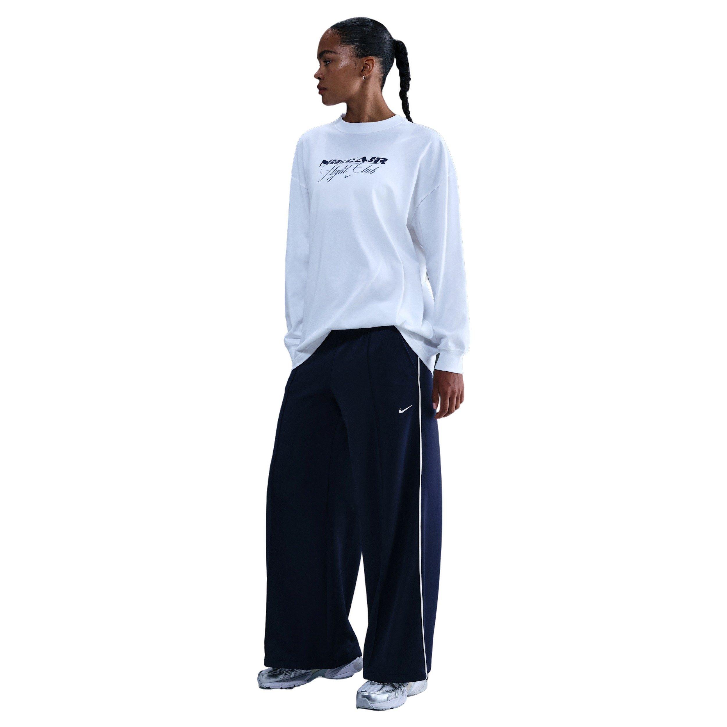 Nike Women's Sportswear Mid-Rise Wide-Leg Track Pants - Navy - NAVY Thumbnail View 1
