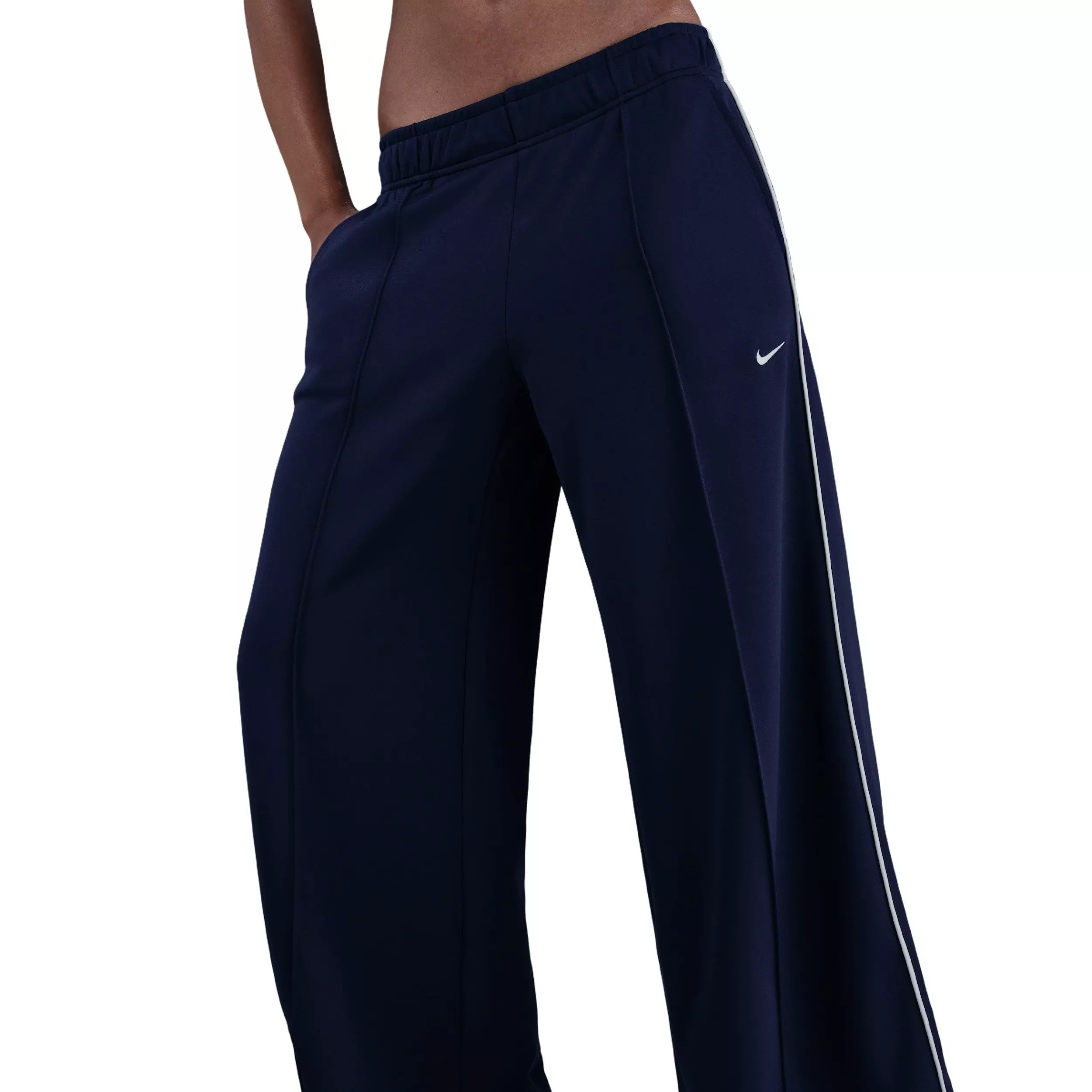 Nike Women's Sportswear Mid-Rise Wide-Leg Track Pants - Navy - NAVY