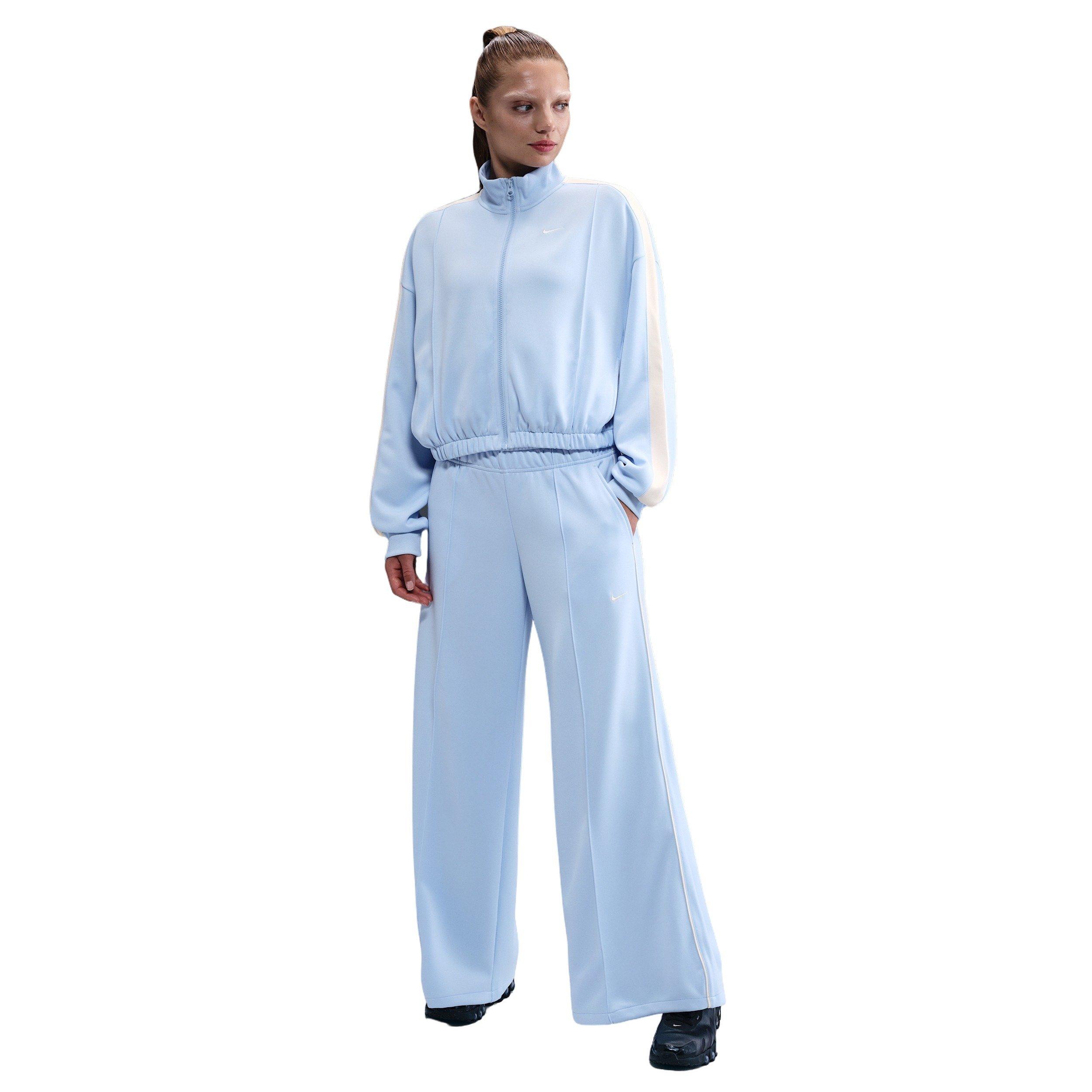 Nike Women's Sportswear Mid-Rise Wide-Leg Track Pants - Blue - BLUE Thumbnail View 1