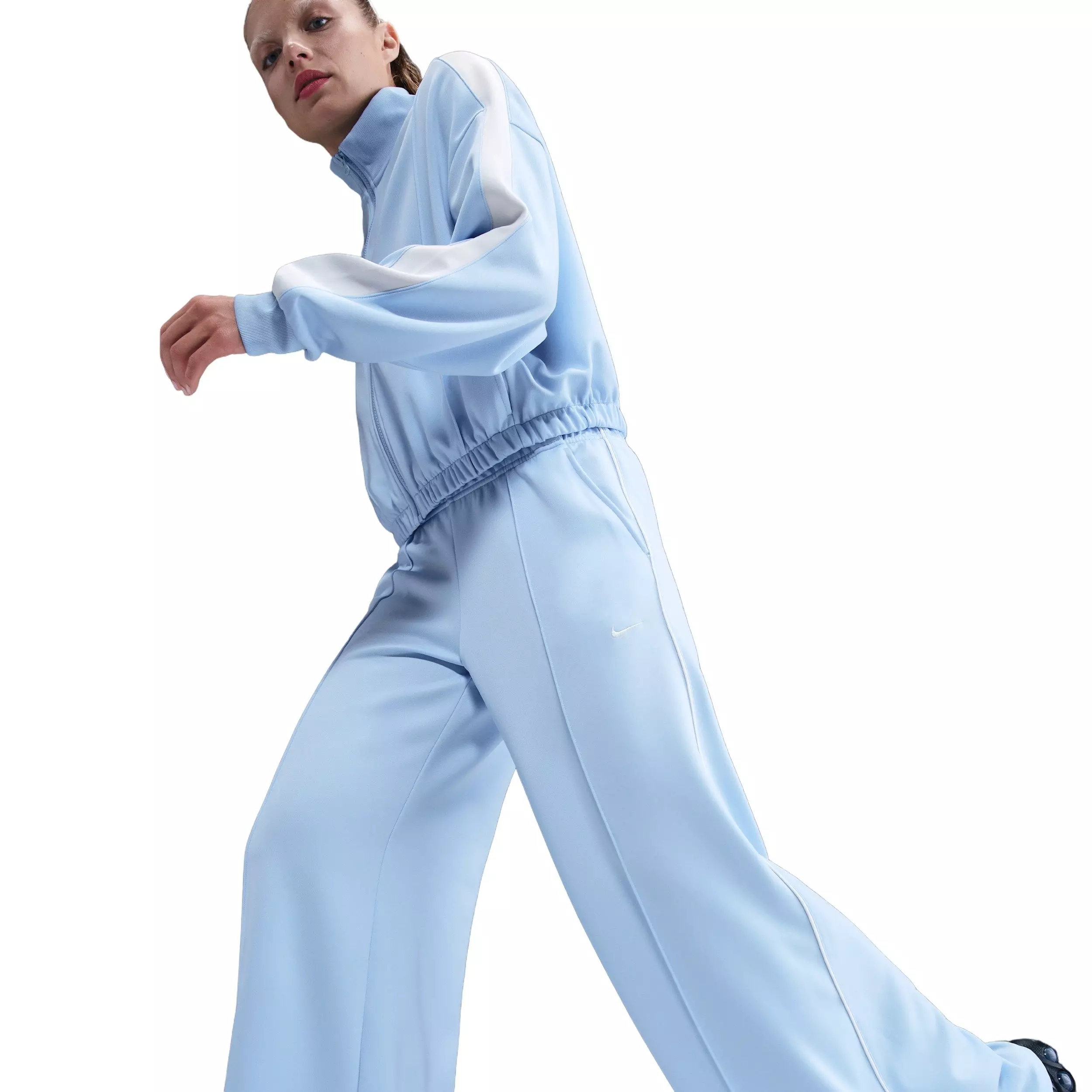 Nike Women's Sportswear Mid-Rise Wide-Leg Track Pants - Blue - BLUE