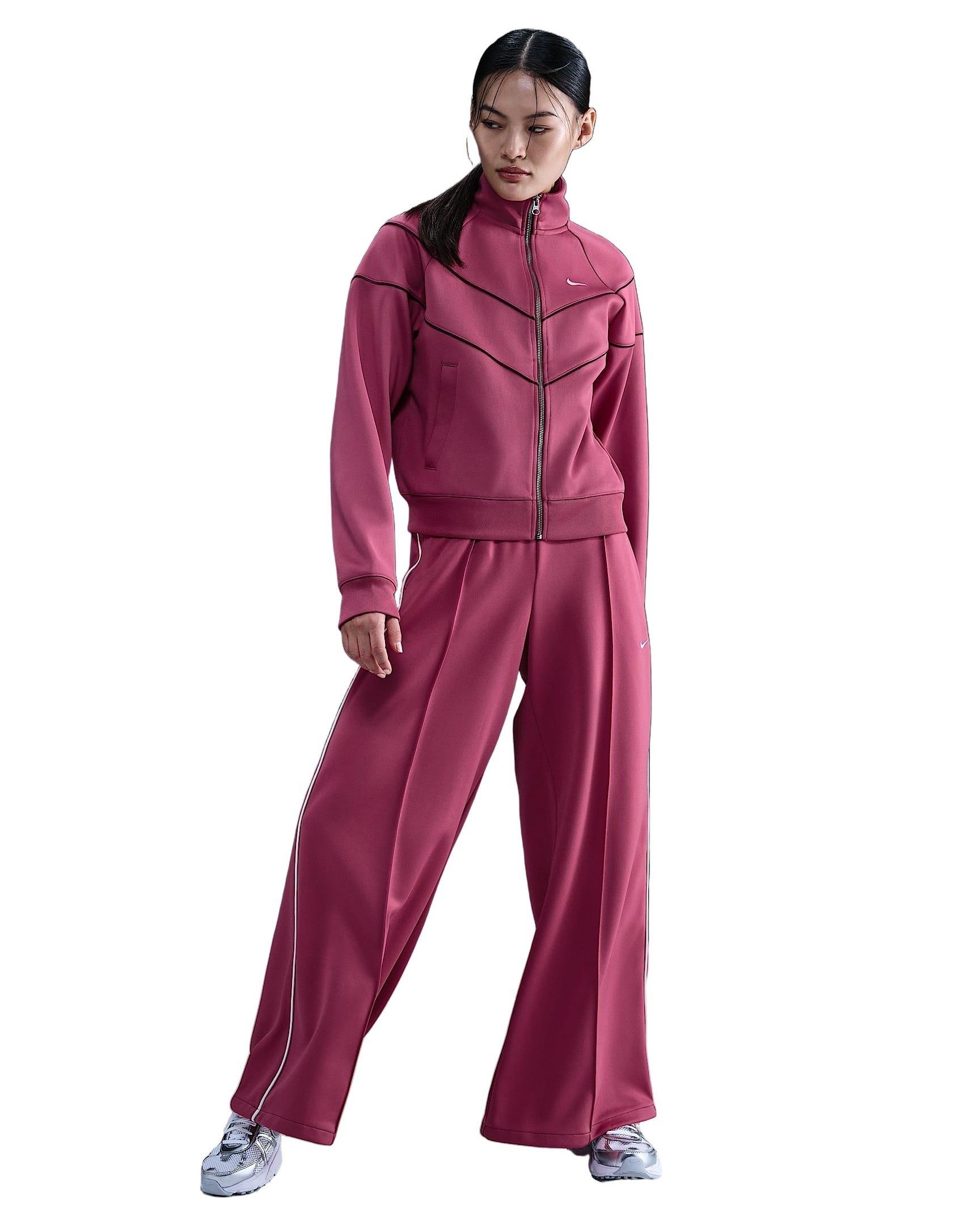 Nike Women's Sportswear Mid-Rise Wide-Leg Track Pants - Pink - PINK Thumbnail View 1