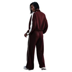 Nike Women's Sportswear Mid-Rise Wide-Leg Track Pants - Burgundy