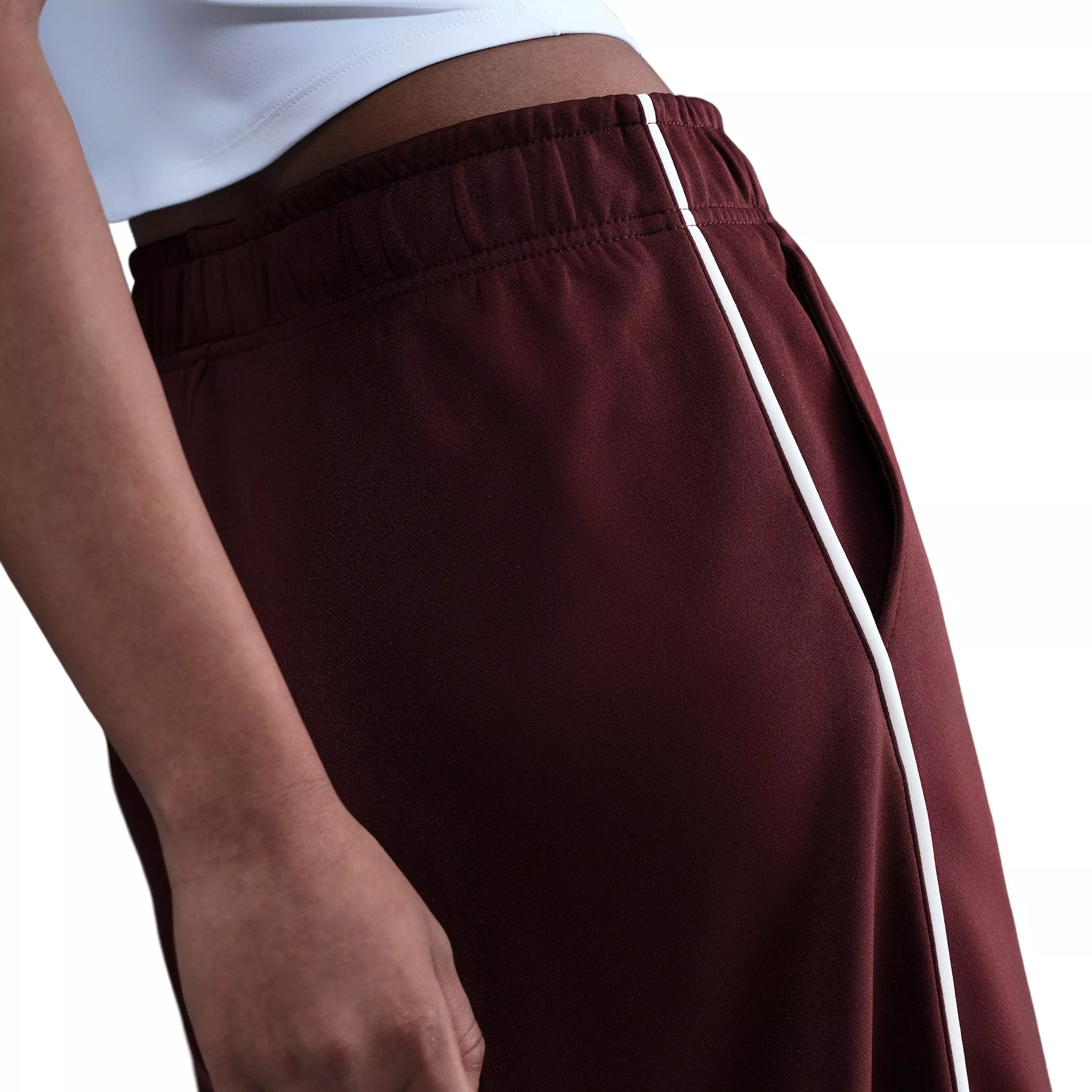 Nike Women's Sportswear Mid-Rise Wide-Leg Track Pants - Burgundy - BURGUNDY