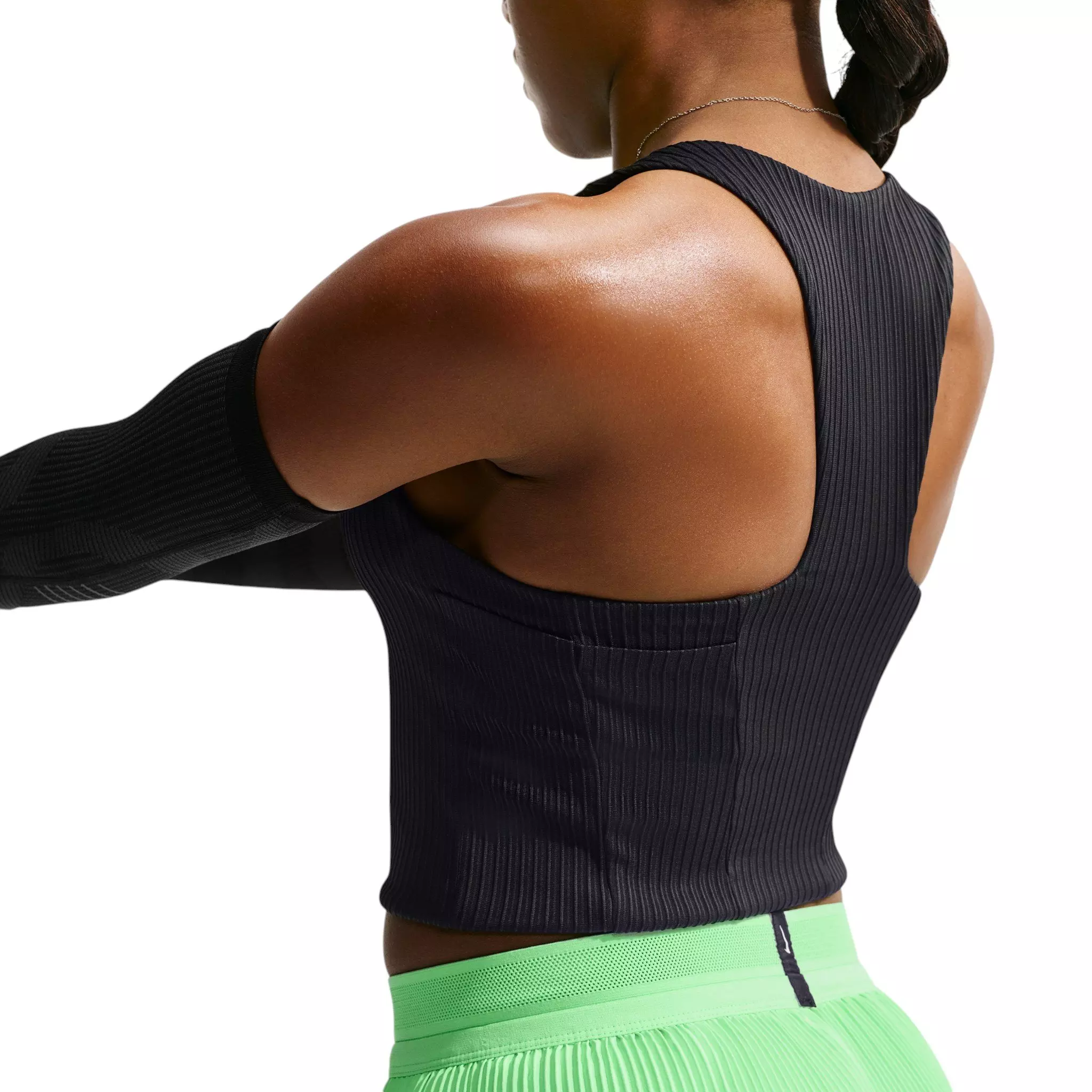 Nike Women's AeroSwift Dri-FIT ADV Cropped Running Tank Top - Black - BLACK