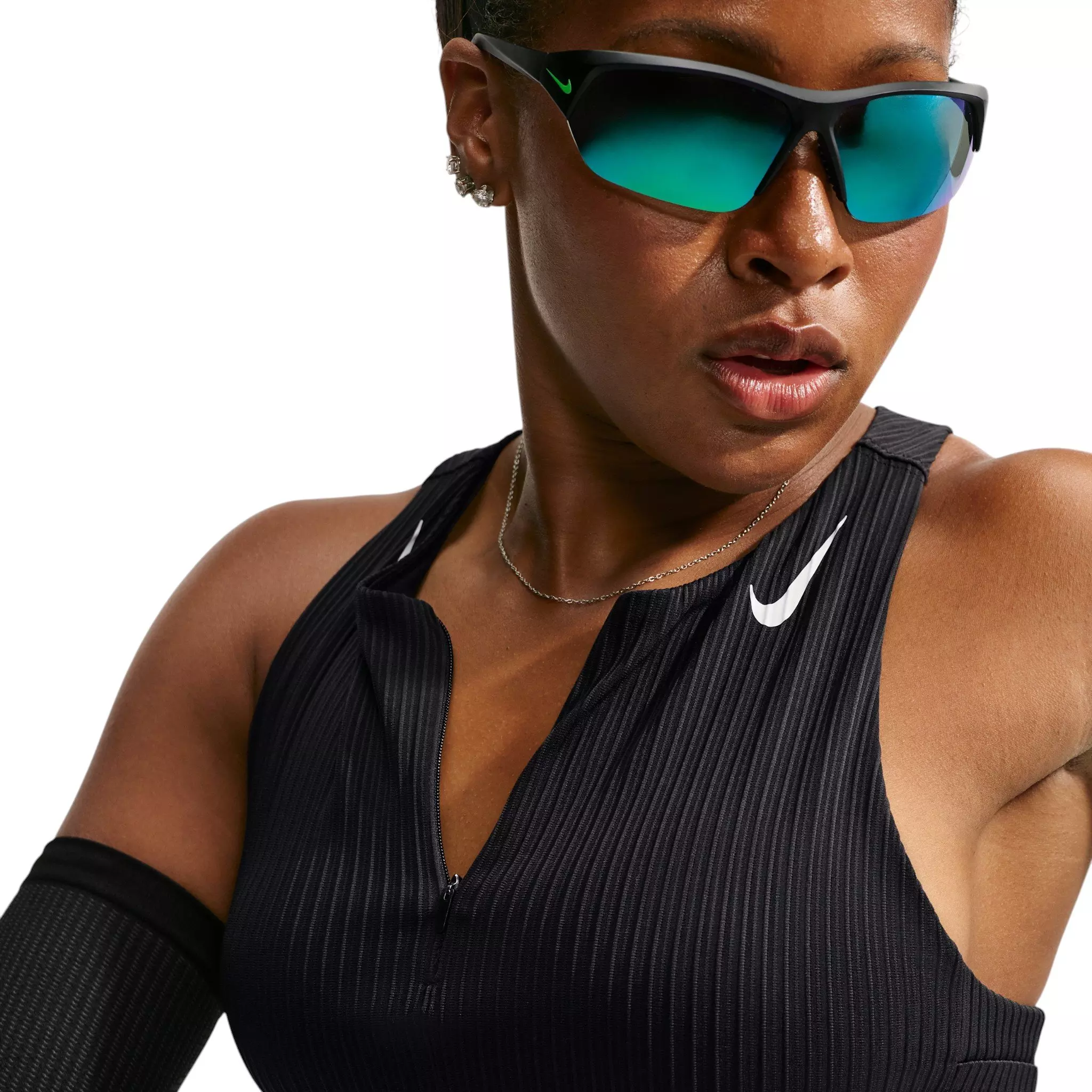 Nike Women's AeroSwift Dri-FIT ADV Cropped Running Tank Top - Black - BLACK