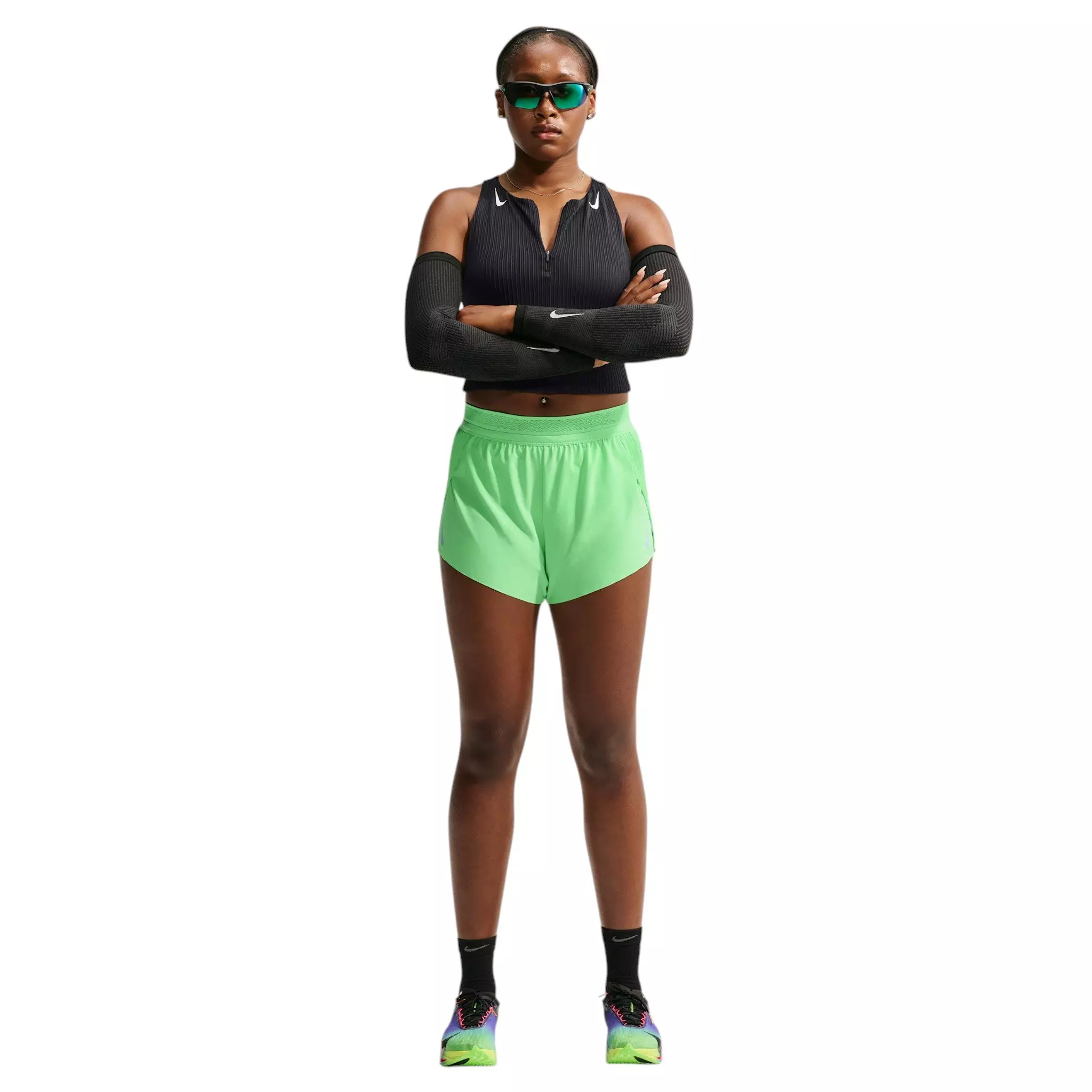 Nike Women's AeroSwift Dri-FIT ADV Cropped Running Tank Top - Black - BLACK