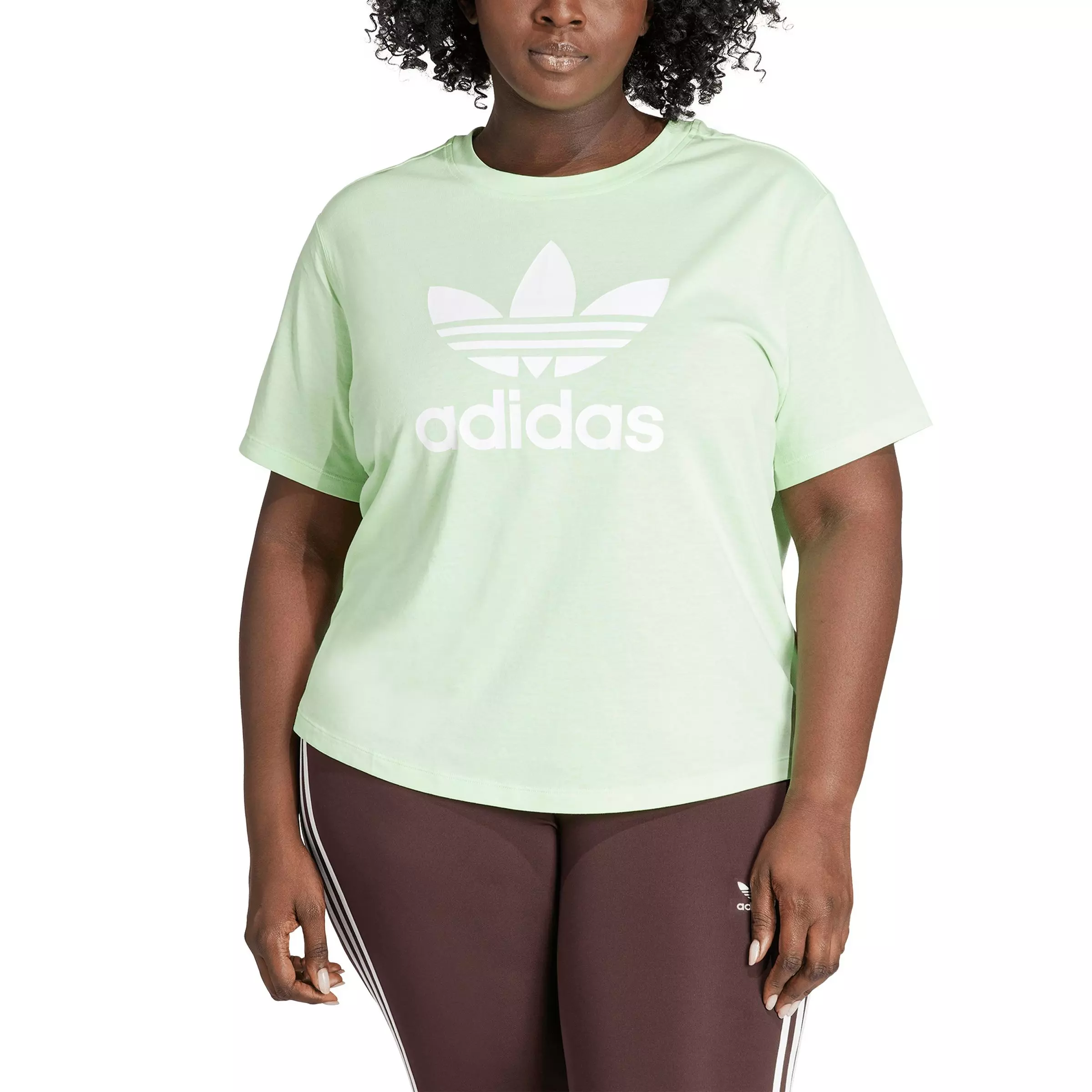 adidas Women's Originals Boxy Adicolor Trefoil T-Shirt - Green - GREEN
