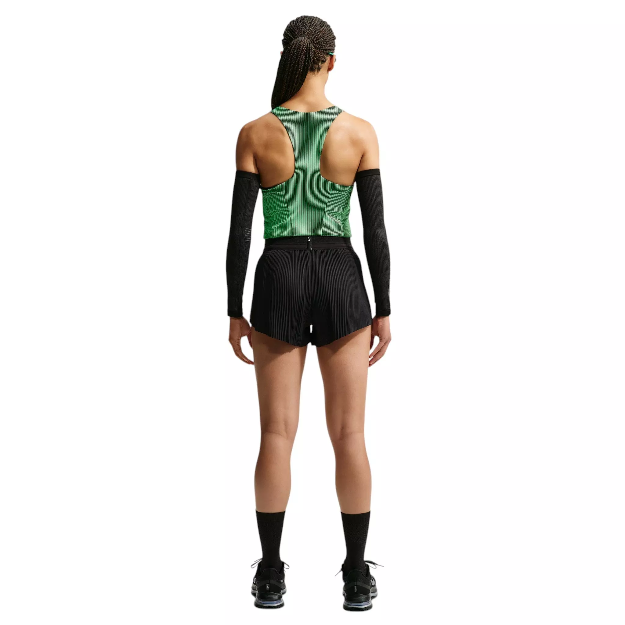 Nike Women's AeroSwift Dri-FIT ADV Cropped Running Tank Top - Green/Black - GREEN/BLACK