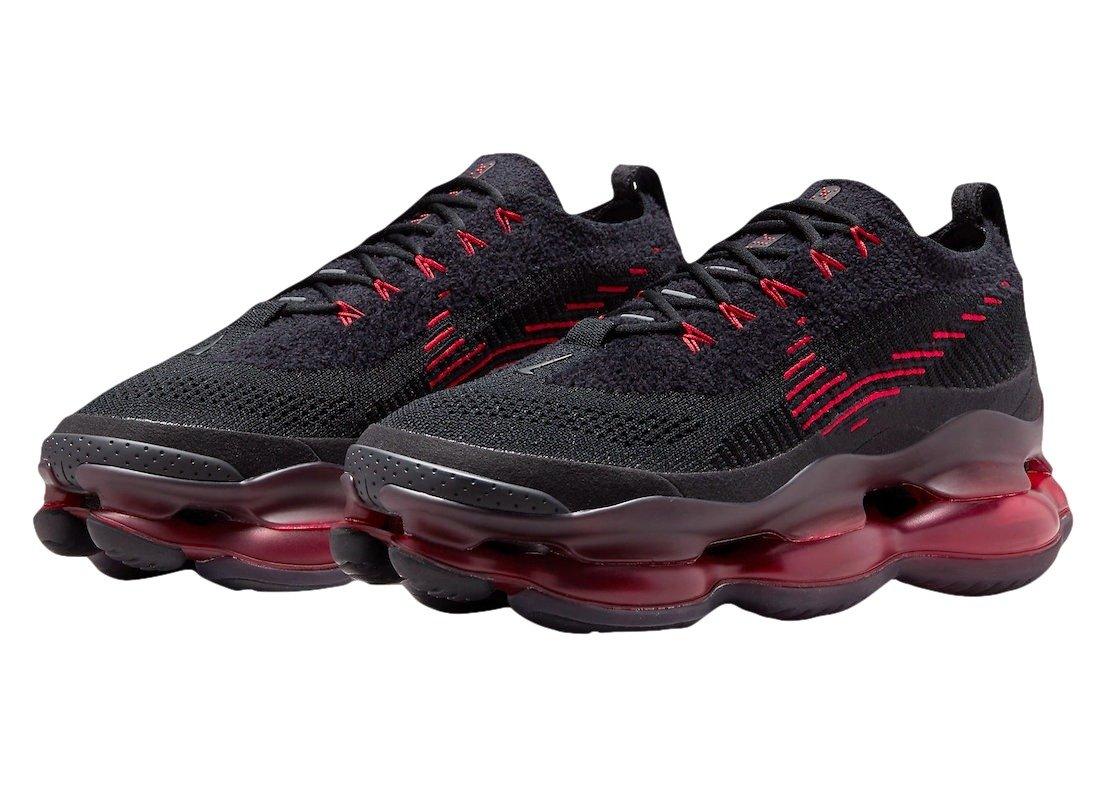 Nike Air Max Scorpion Flyknit "Black/Black/University Red/University Red" Men's Shoe - BLACK/BLACK/RED/RED Thumbnail View 3