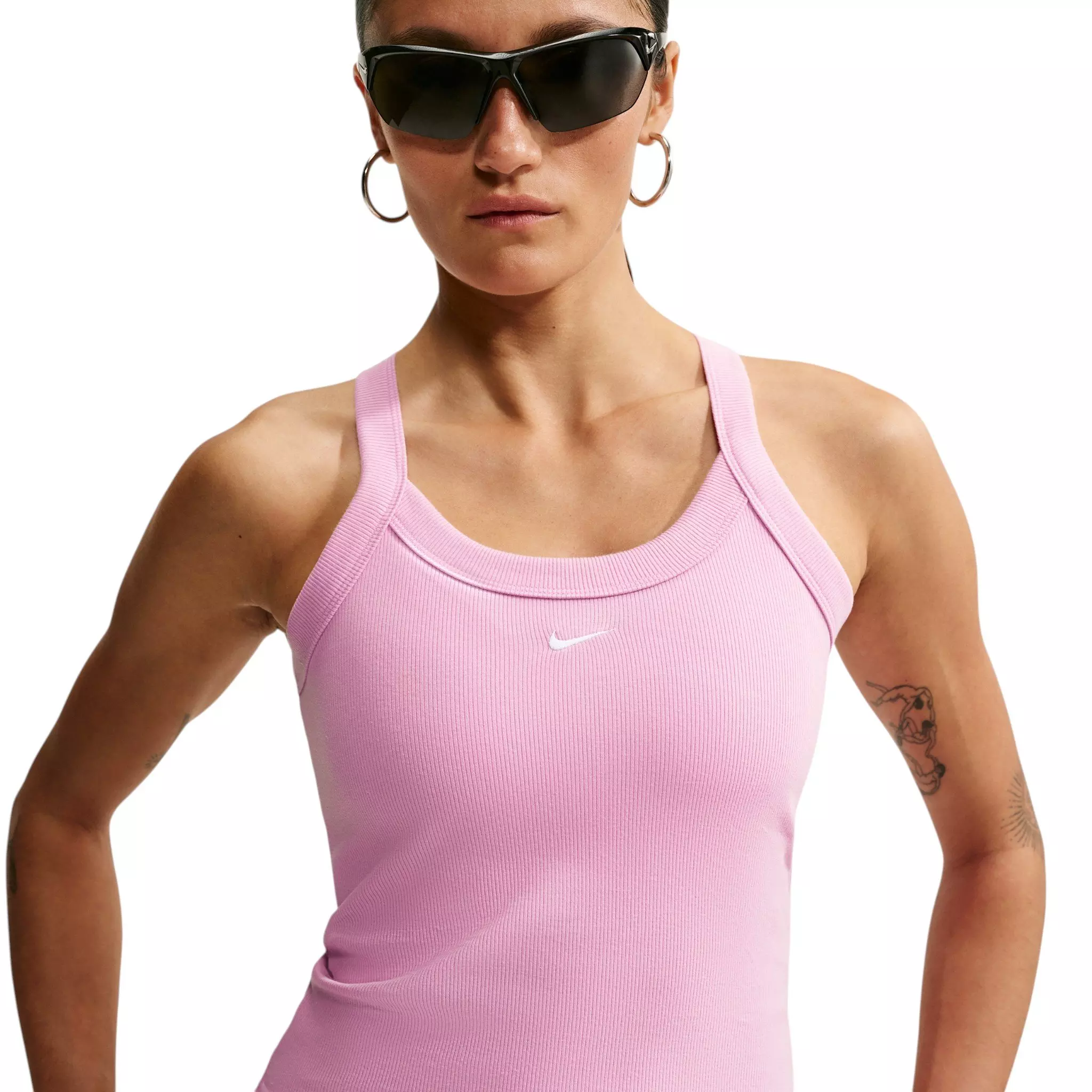 Nike Women's Sportswear Chill Knit Tight Mini-Rib Tank Top - Pink - PINK