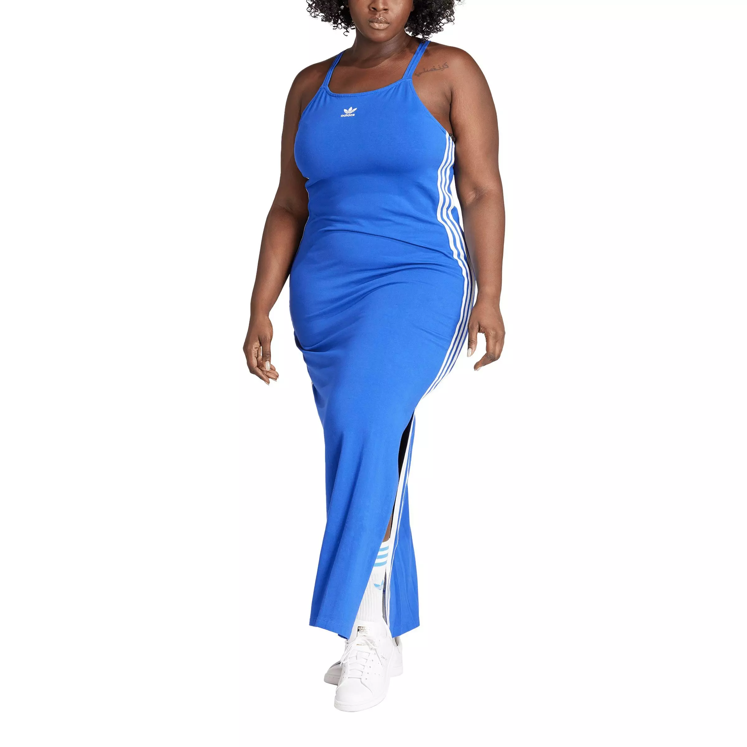 adidas Women's Originals Strappy 3-Stripes Maxi Dress - Blue - BLUE