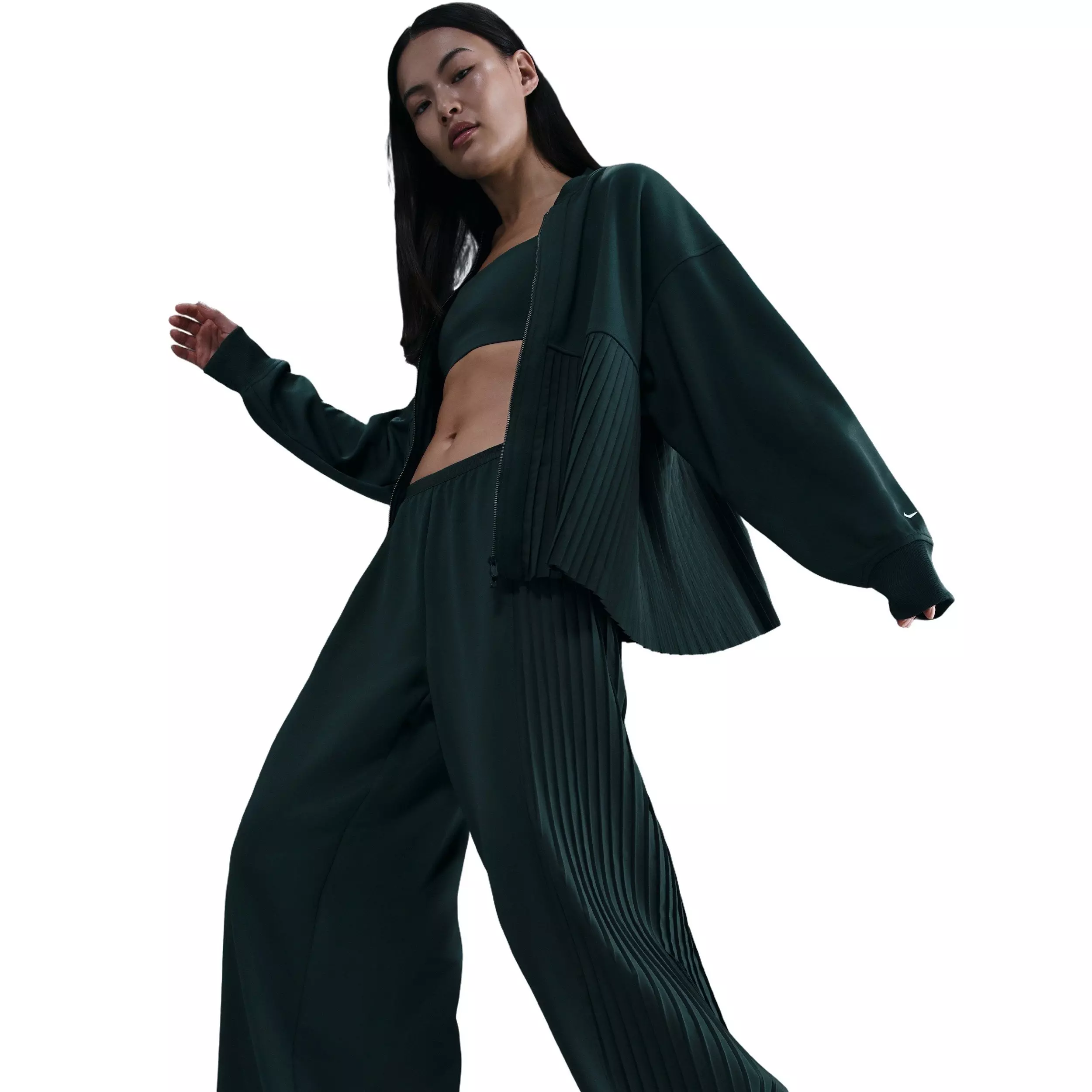 Nike Women's Sportswear Pleated Trousers -Seaweed Green - SEAWEED GREEN