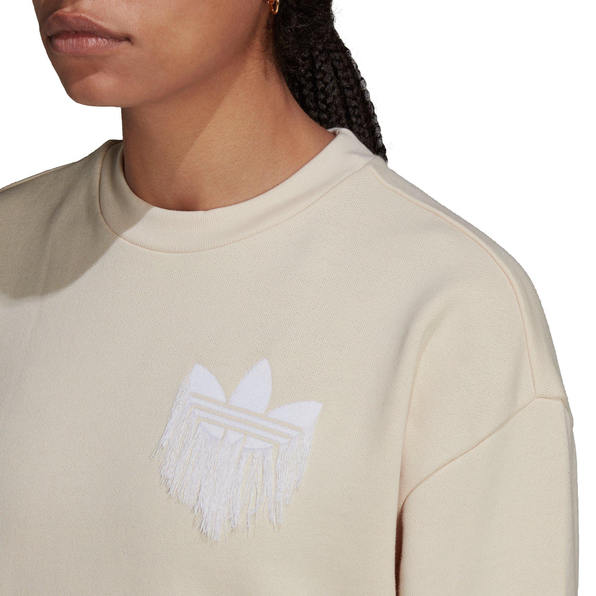 Originals Women's Cream Sweatshirt with Trefoil Fringe Embroidery