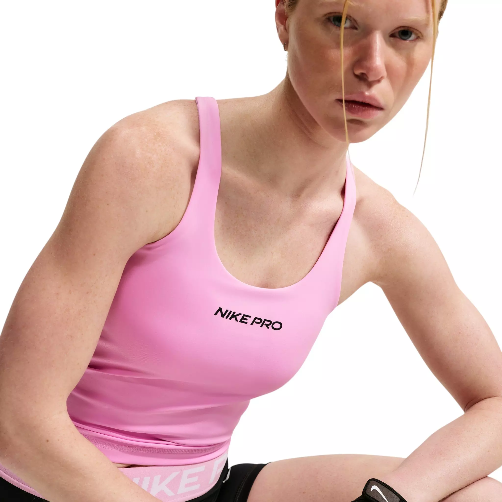 Nike Women's Pro Sculpt Med-Support Padded Sports Bra Tank - Pink - PINK