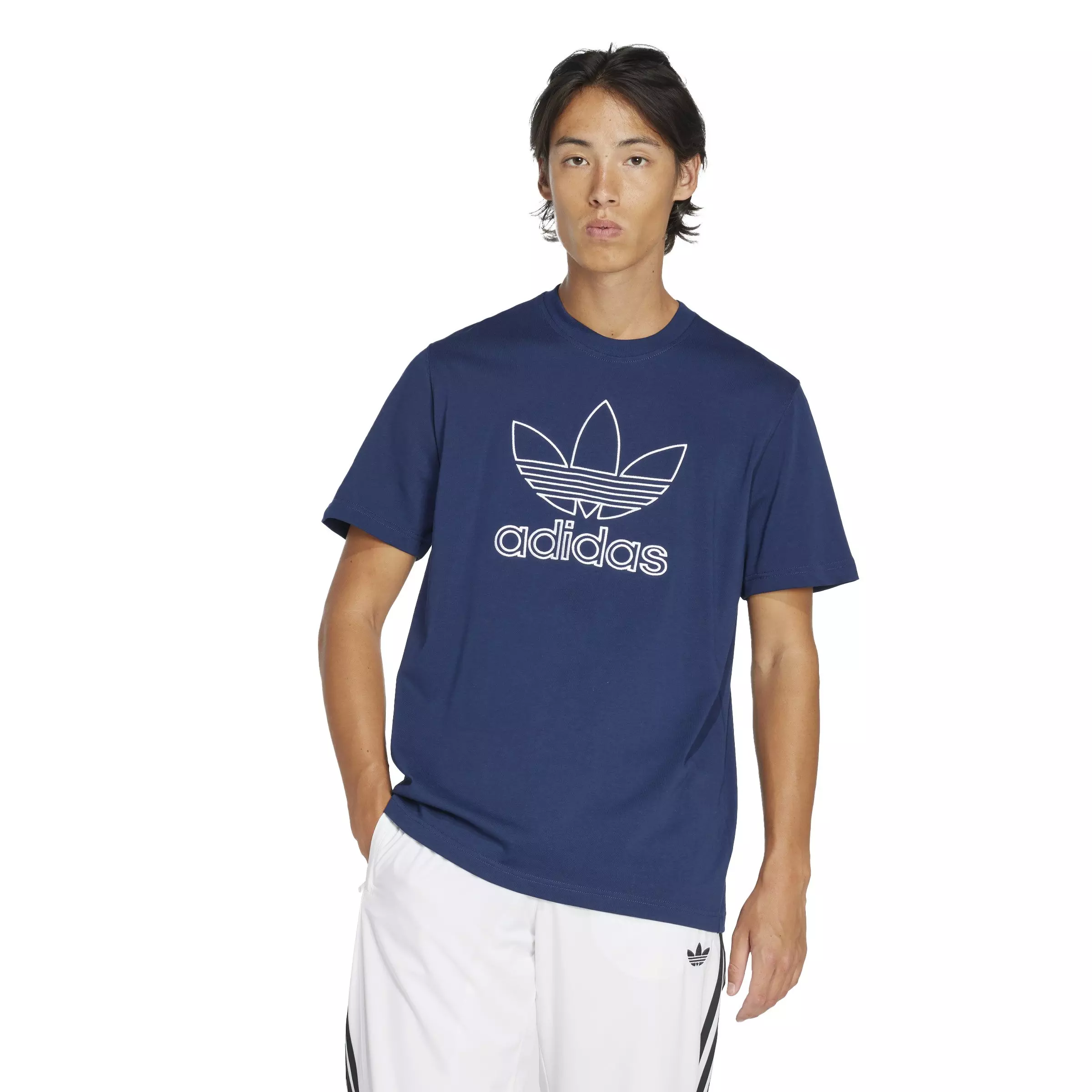adidas Originals Men's Adicolor Outline Trefoil Tee-Blue - BLUE