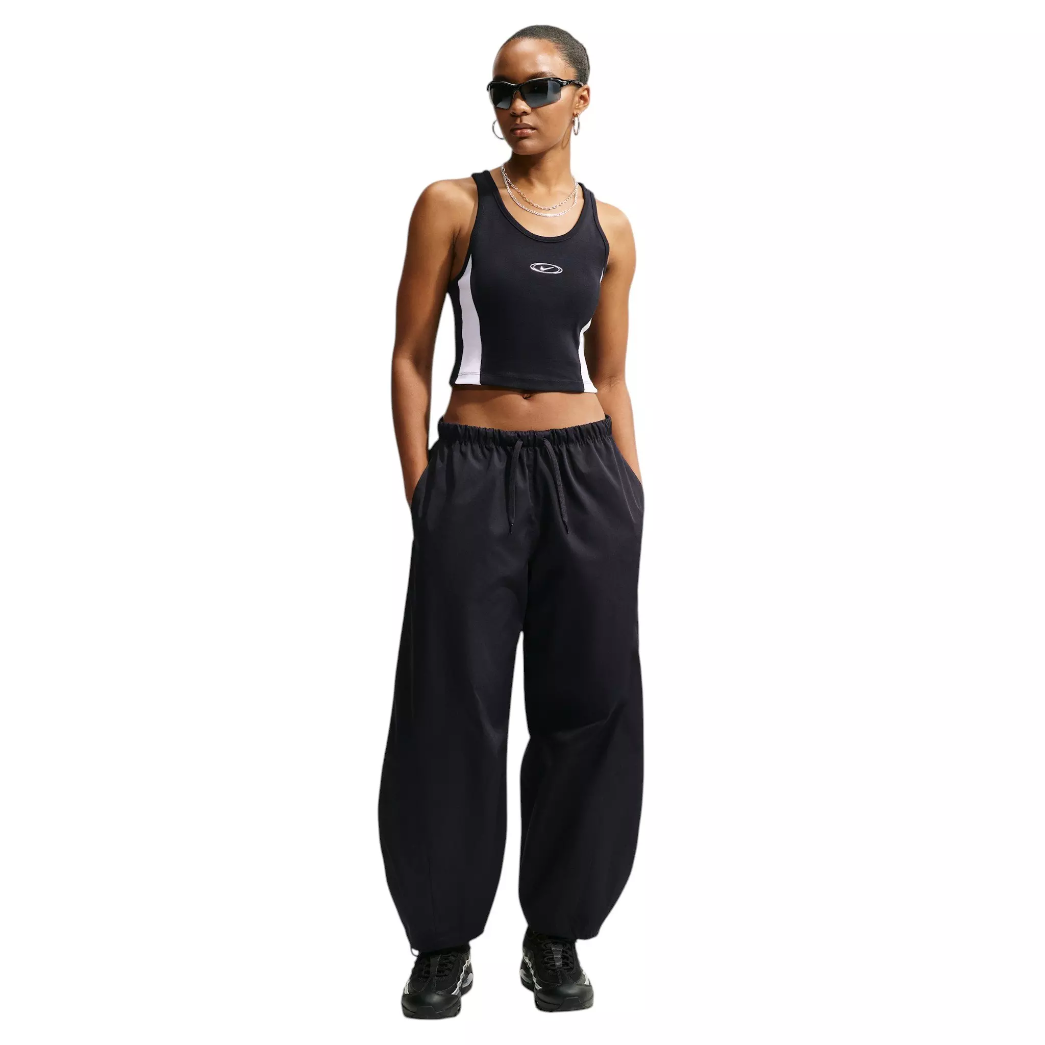 Nike Women's Sportswear Tight Cropped Tank Top - Black/White - BLACK/WHITE