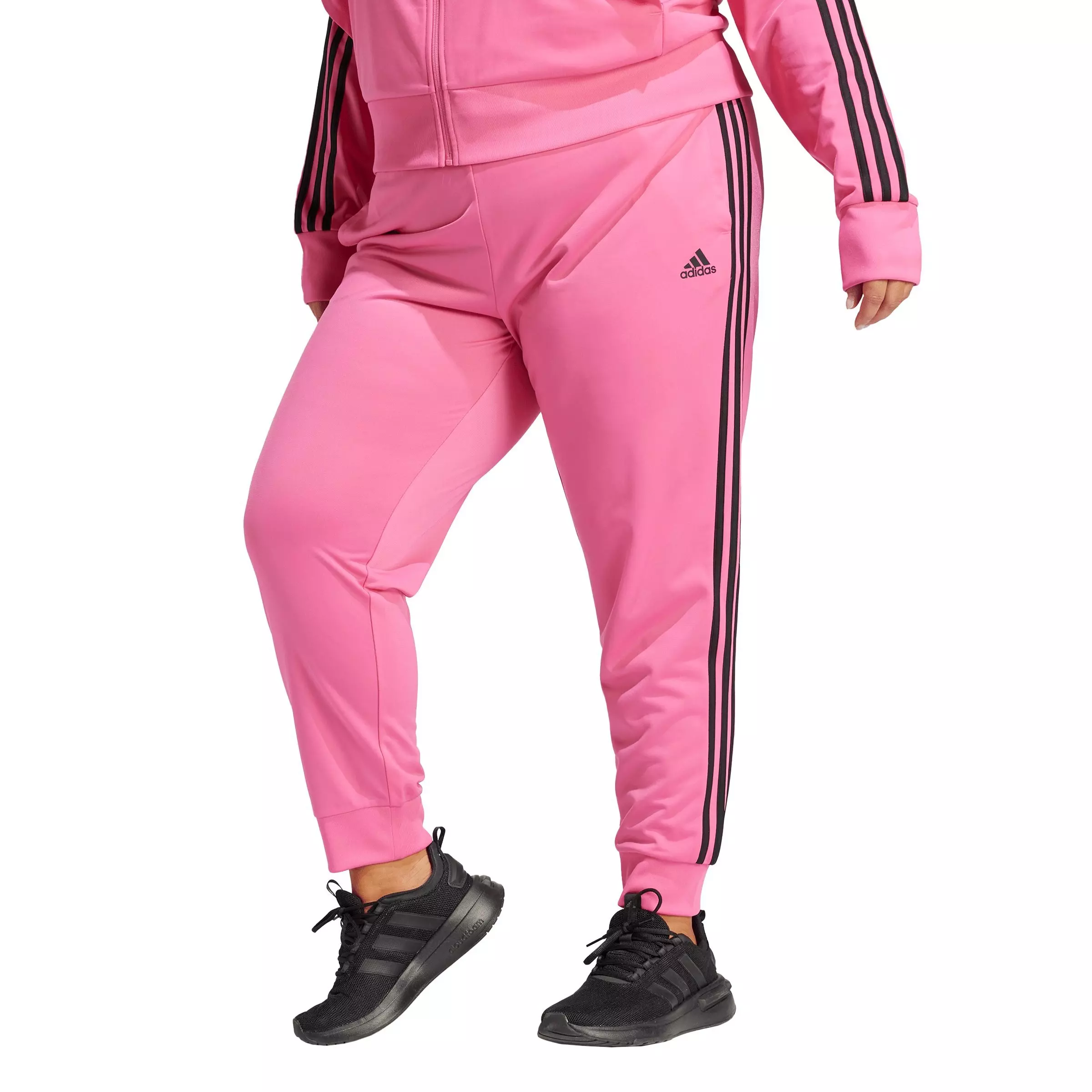 adidas Women's Essentials Warm-Up Slim Tapered 3-Stripes Tracksuit Bottoms - Pink - PINK