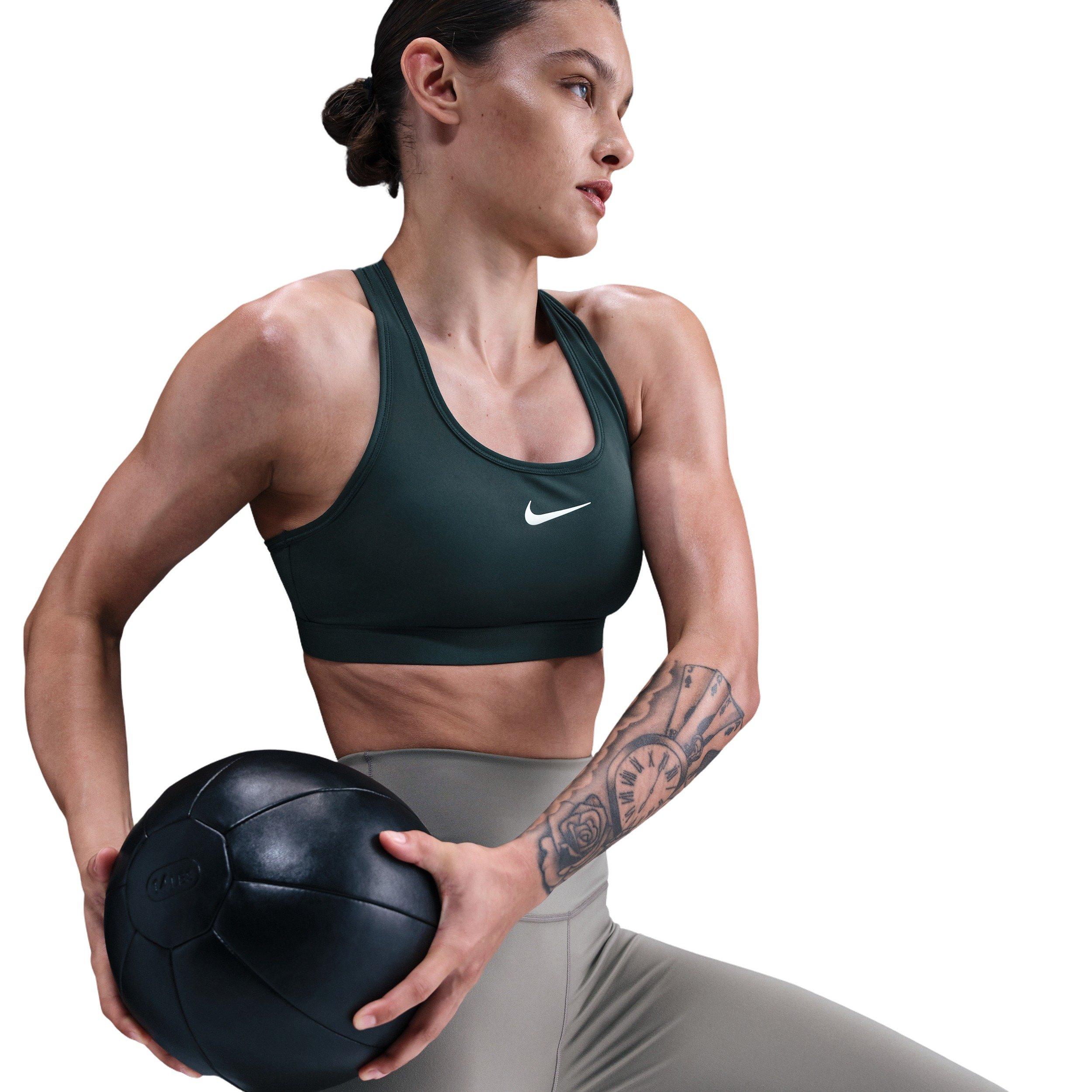 Nike Women's Swoosh Medium Support Padded Sports Bra - Green - GREEN Thumbnail View 3